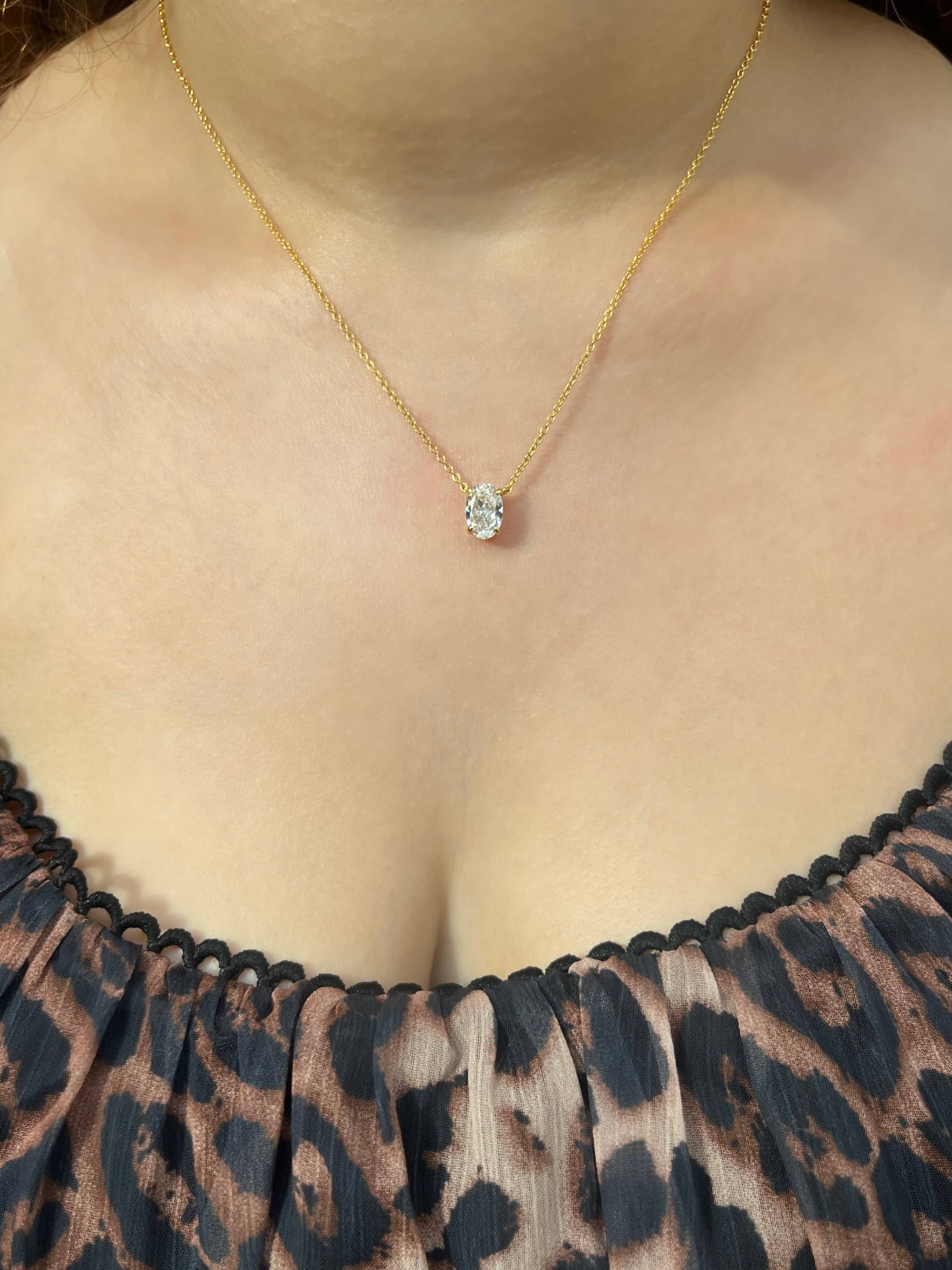 Diana Oval Cut Sterling Silver Pendant Necklace