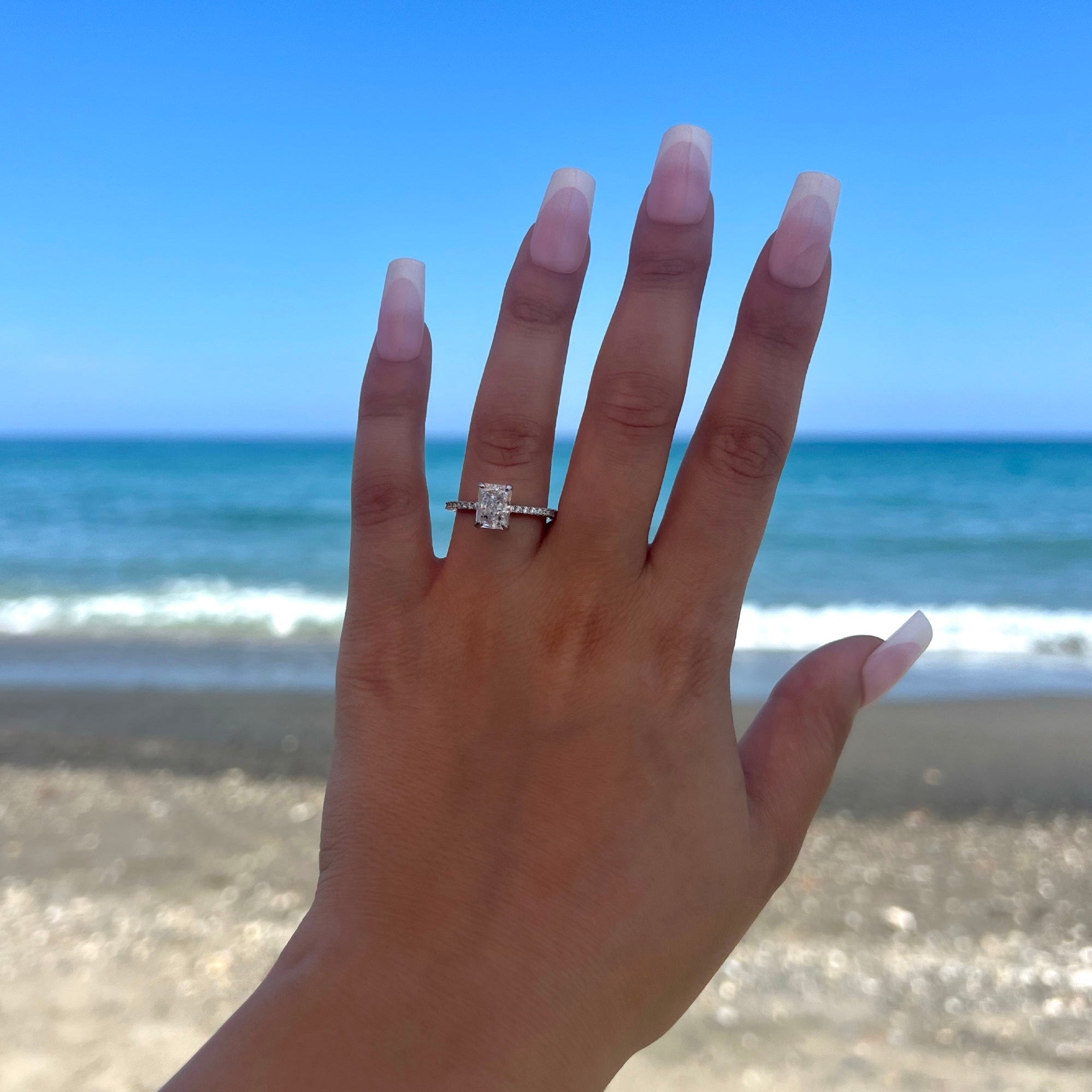 Mini Cecilia Radiant Cut Sterling Silver Ring- Silver (Pre-Order)