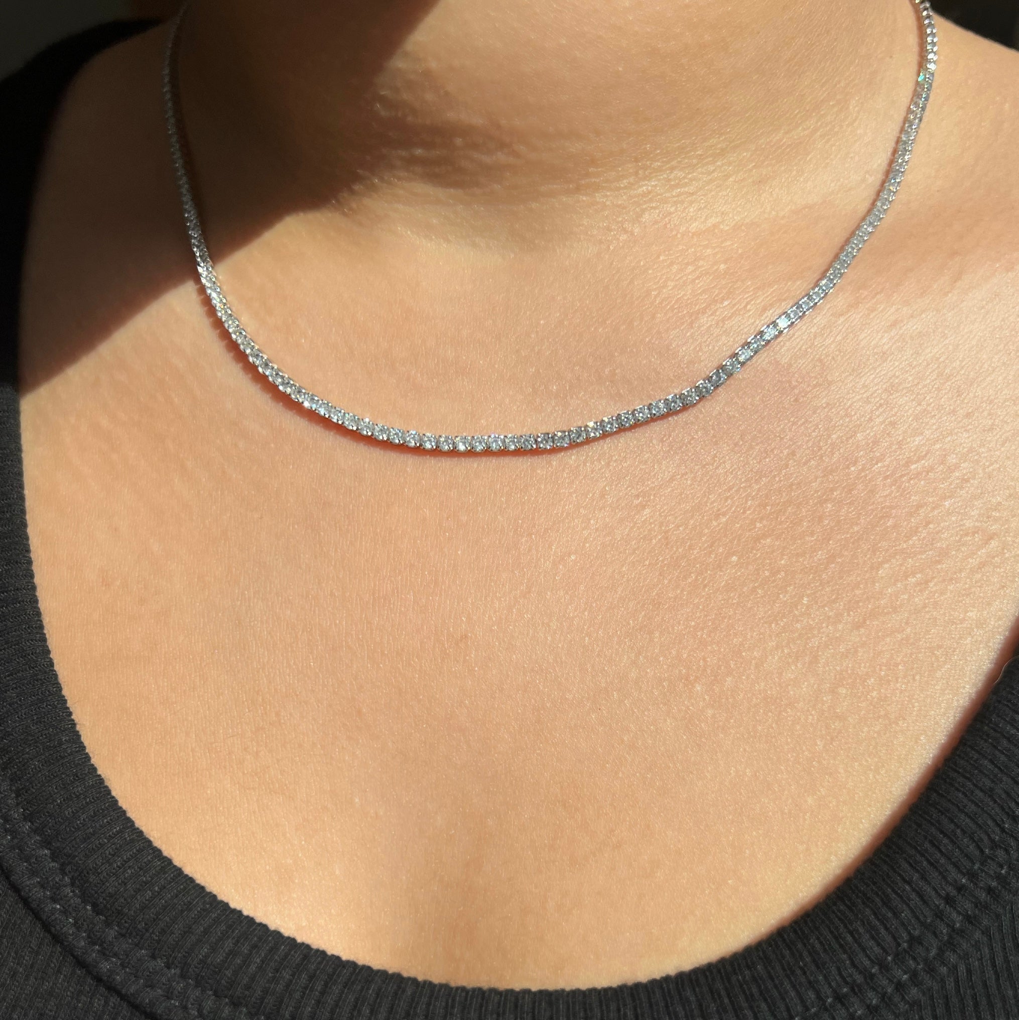 Dilara Sterling Silver Tennis Necklace- 2mm