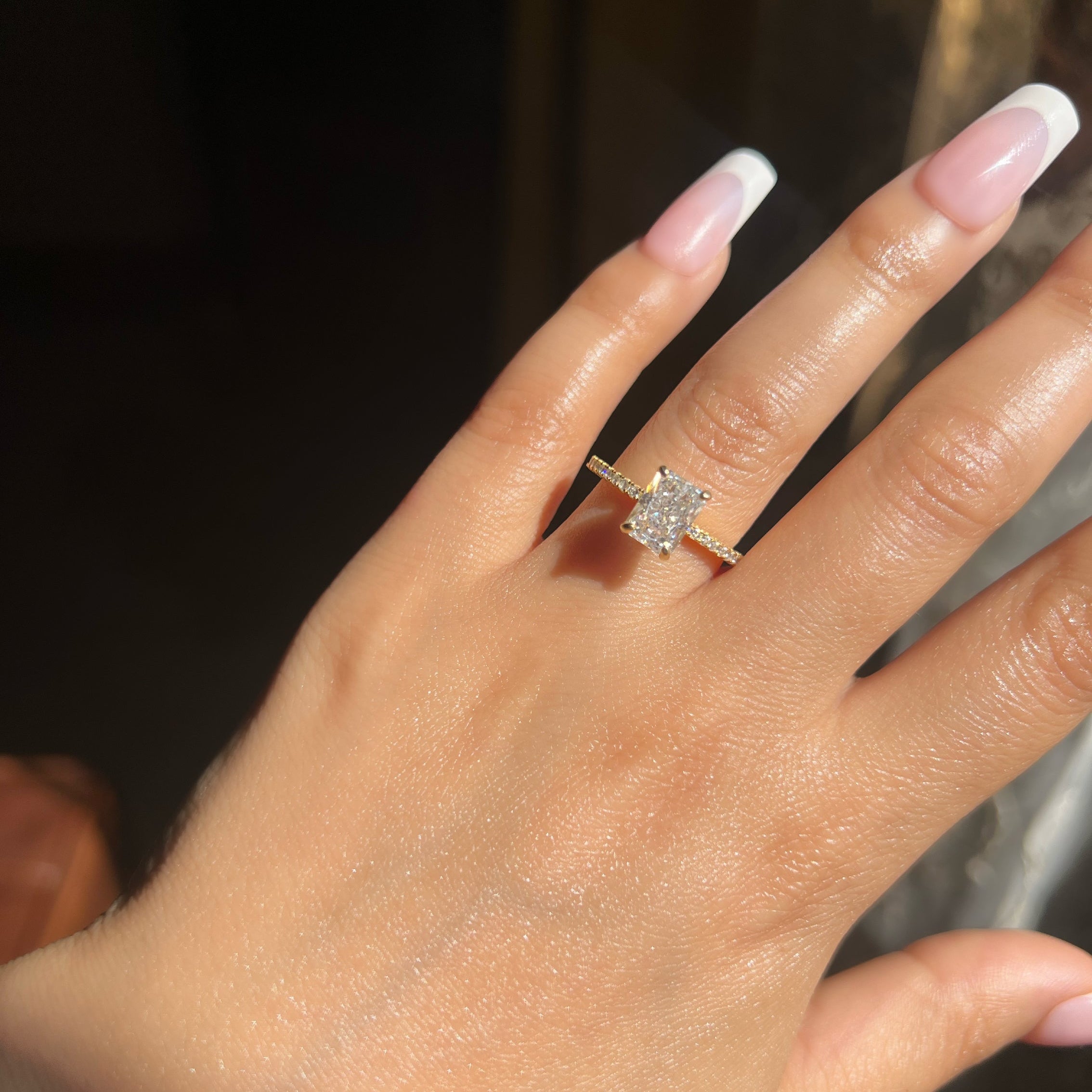 Mini Cecilia Radiant Cut Sterling Silver Ring- Gold (Pre-Order)