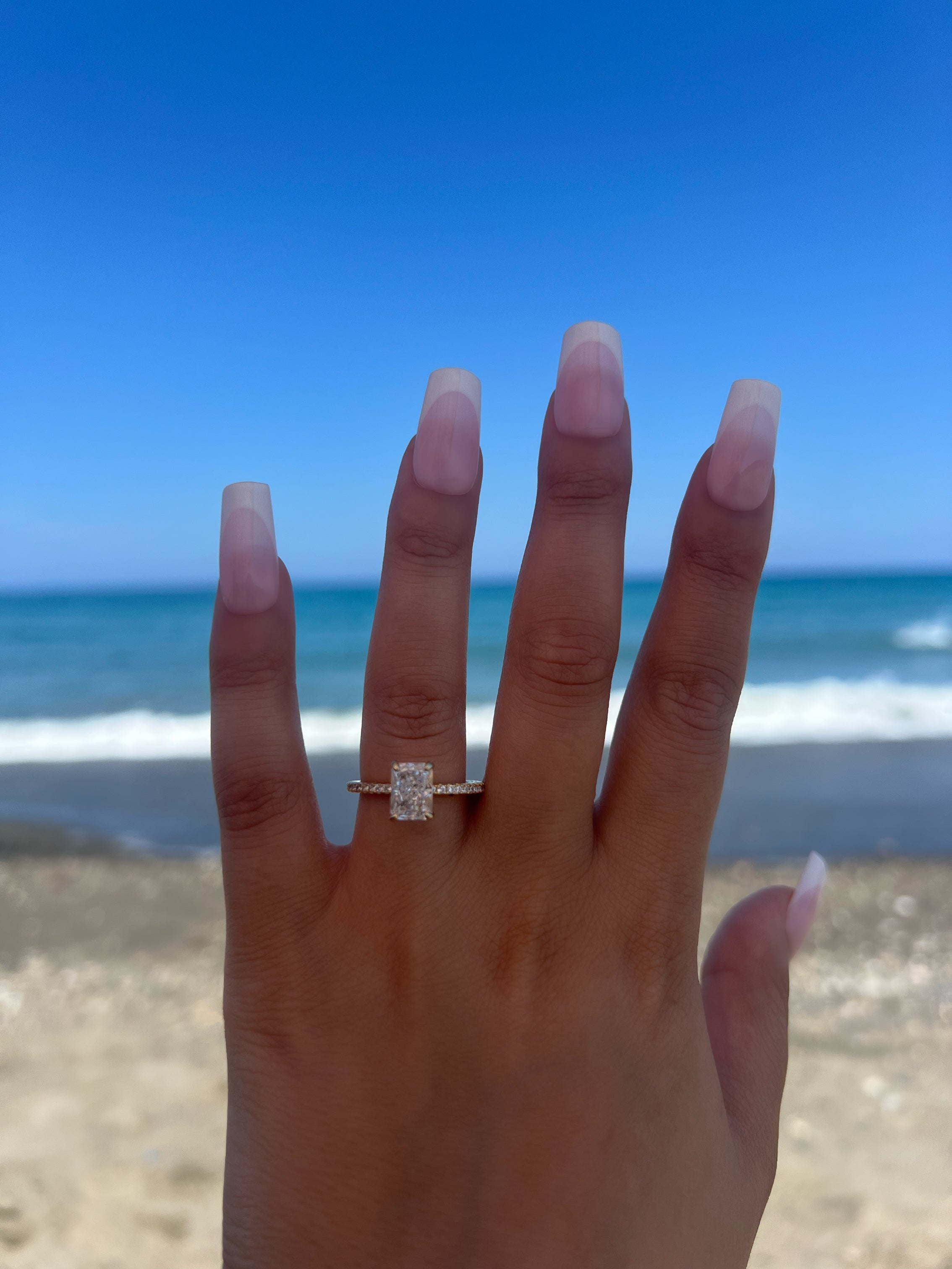 Mini Cecilia Radiant Cut Sterling Silver Ring- Gold (Pre-Order)