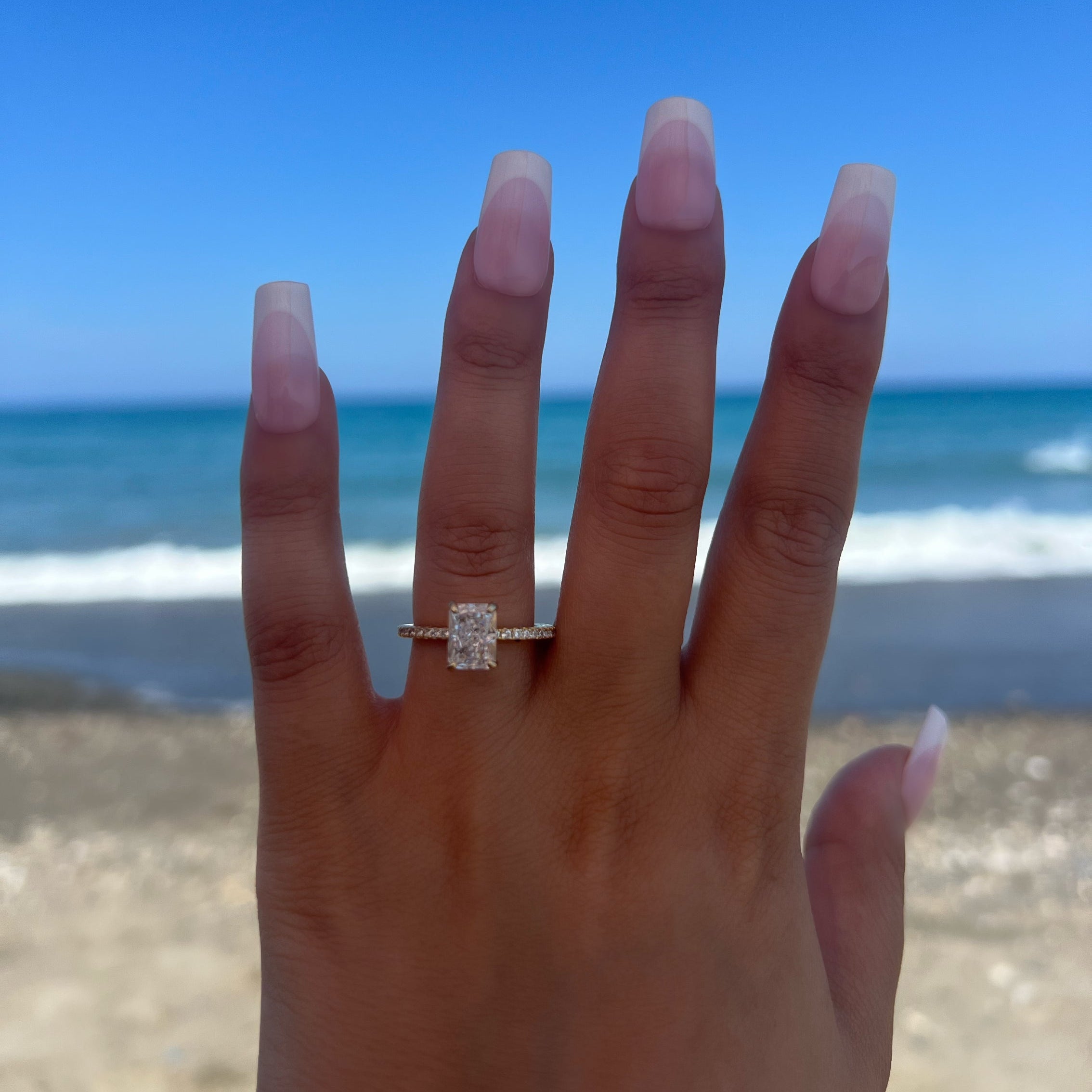 Mini Cecilia Radiant Cut Sterling Silver Ring- Gold (Pre-Order)