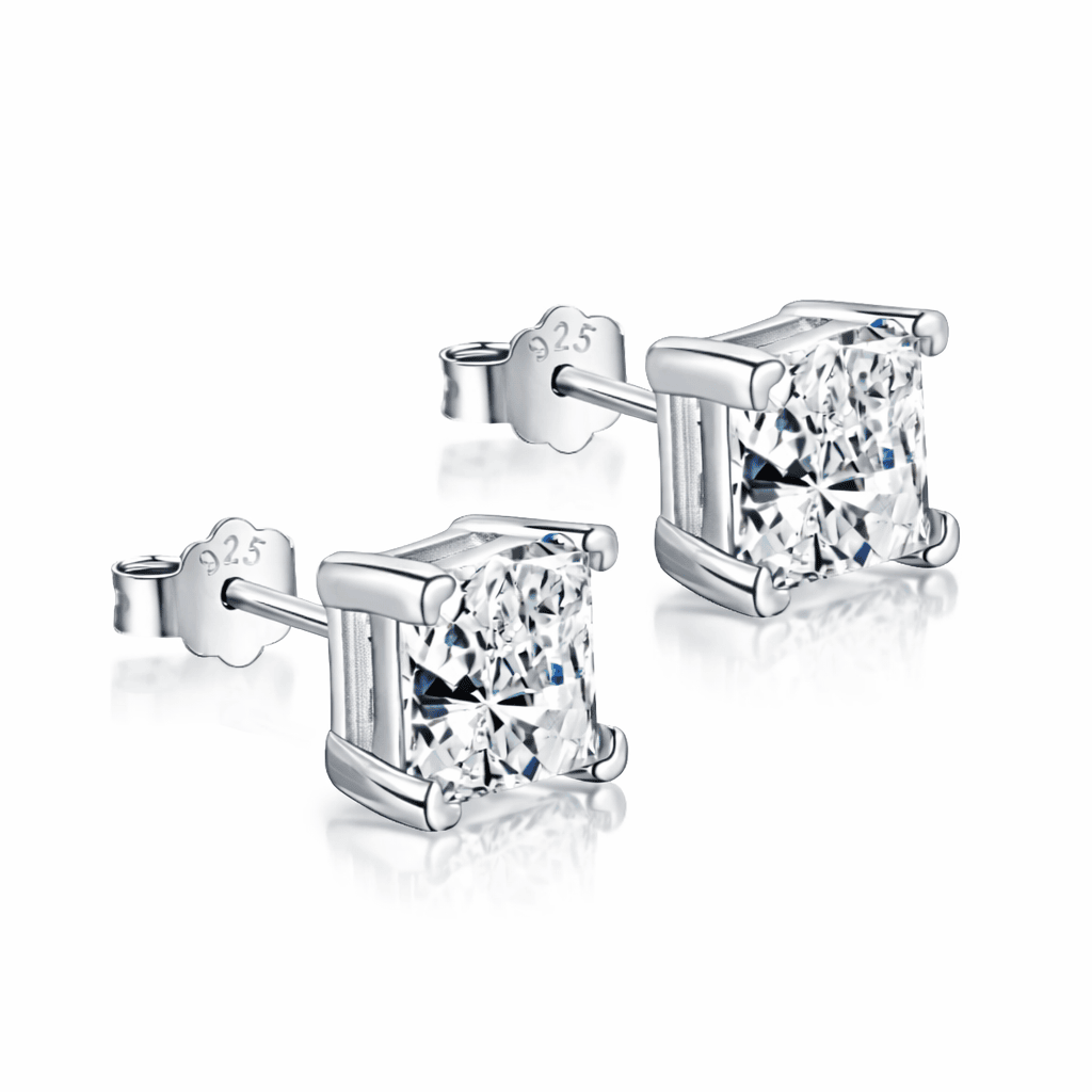 Dina Radiant Cut Sterling Silver Earrings