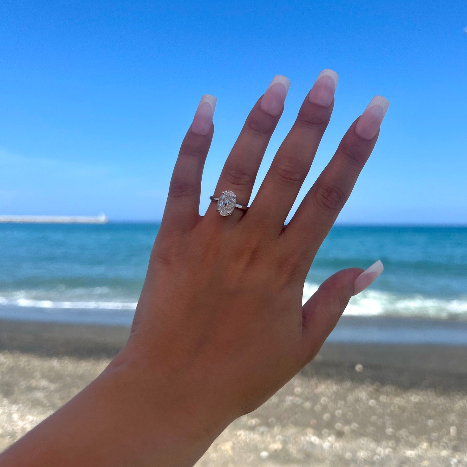 Diana Oval Cut Solitaire Sterling Silver Ring- Silver (Pre-Order)