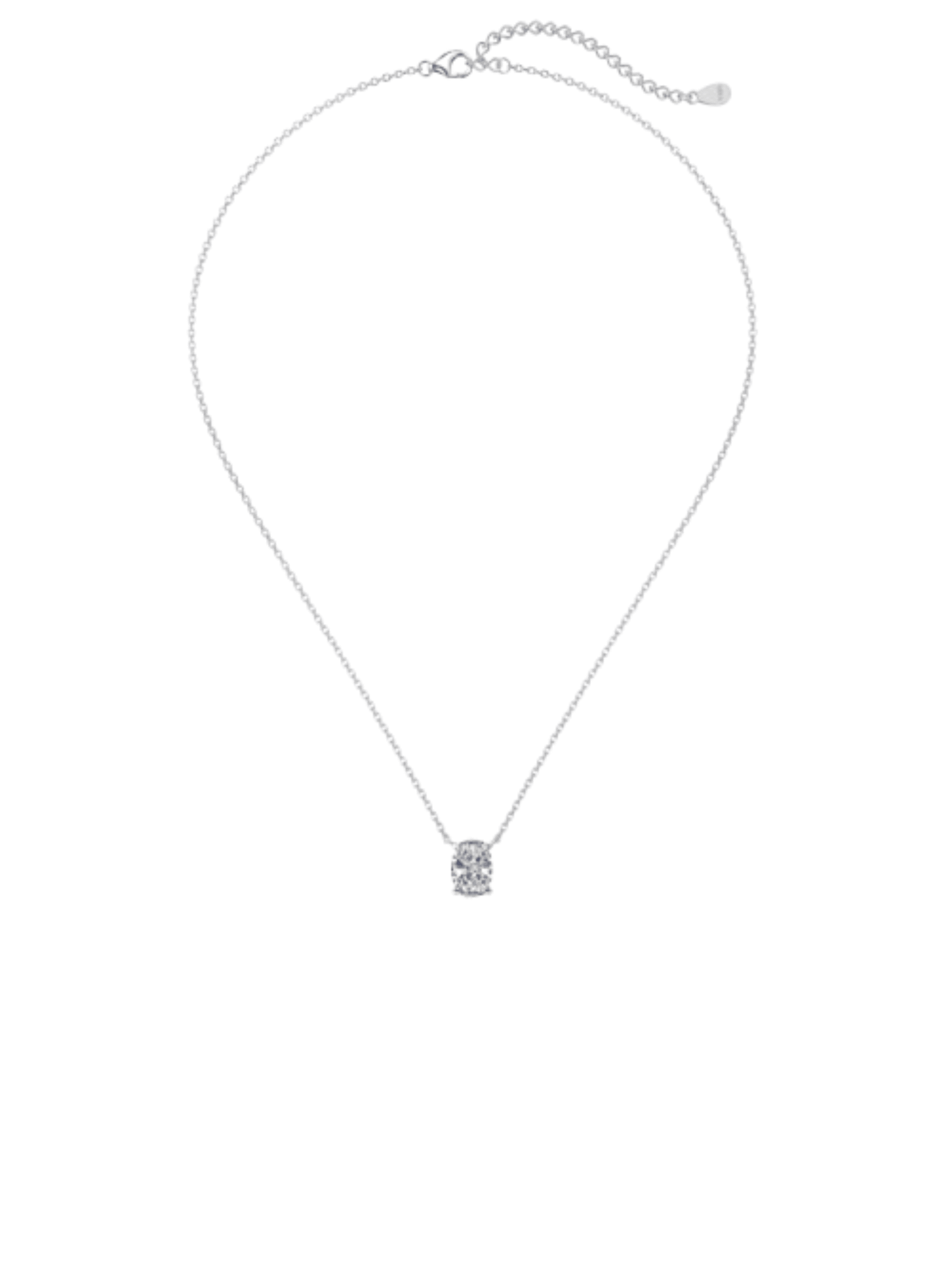 Diana Oval Cut Sterling Silver Pendant Necklace