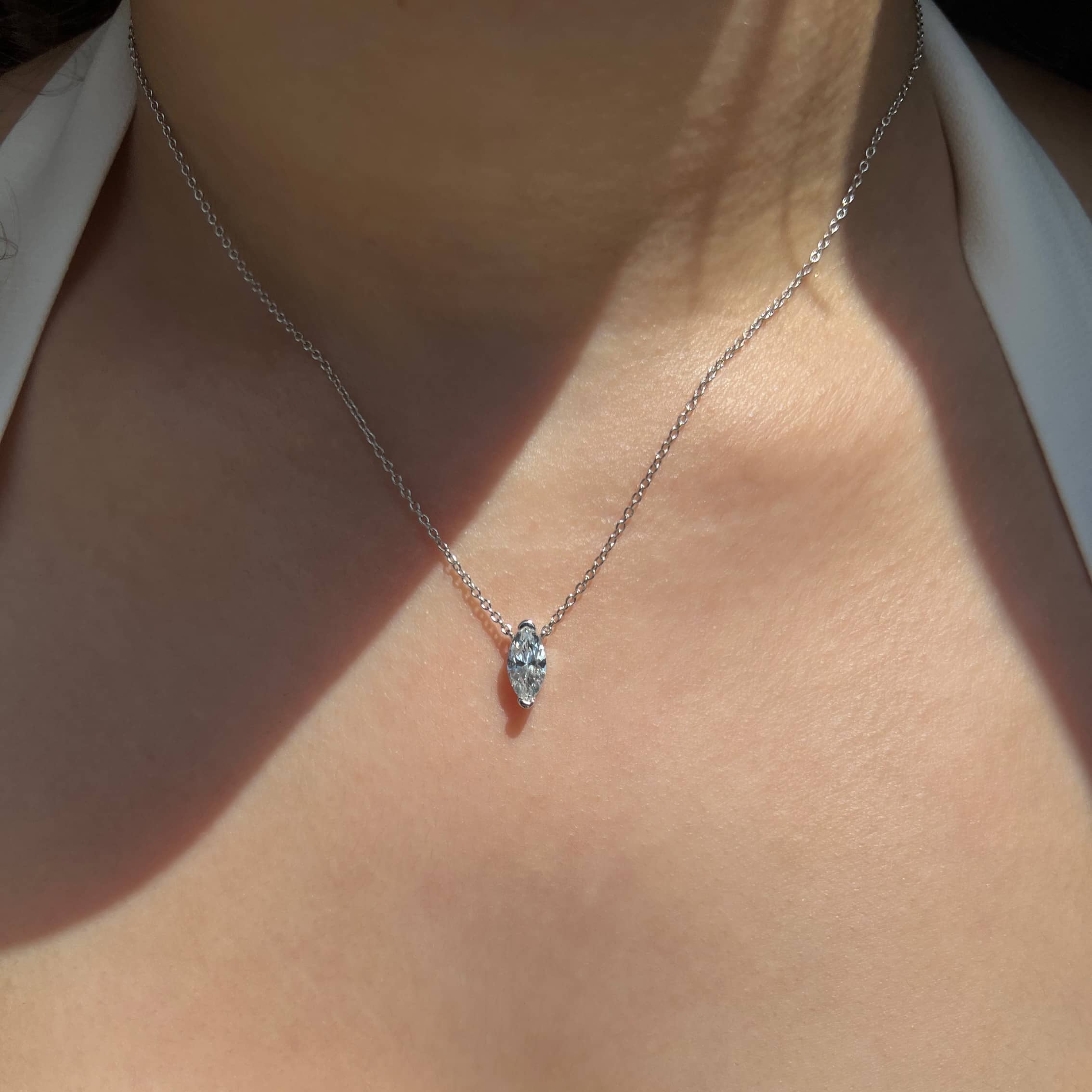 Ava Marquise Cut Sterling Silver Pendant Necklace