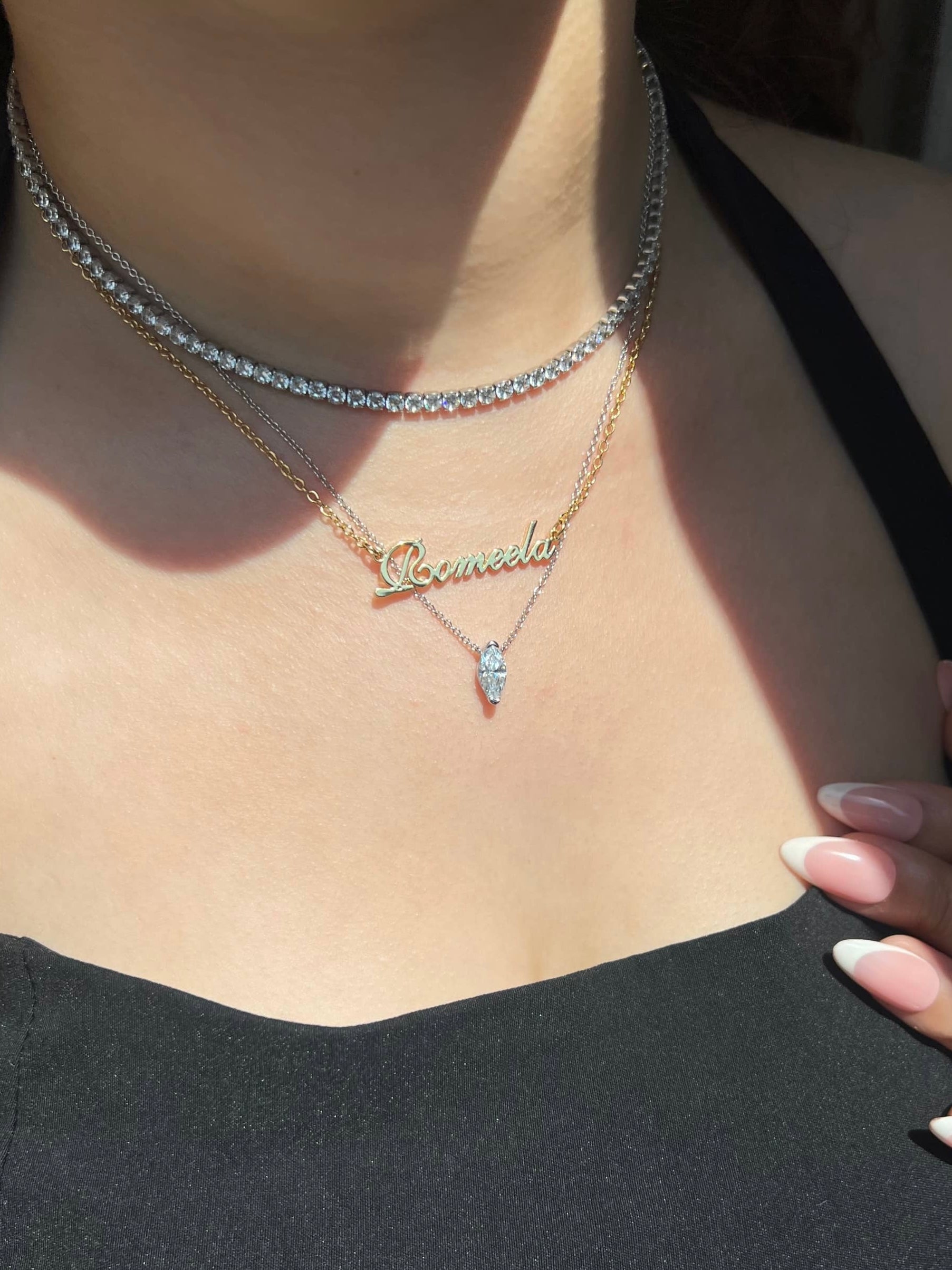 Ava Marquise Cut Sterling Silver Pendant Necklace