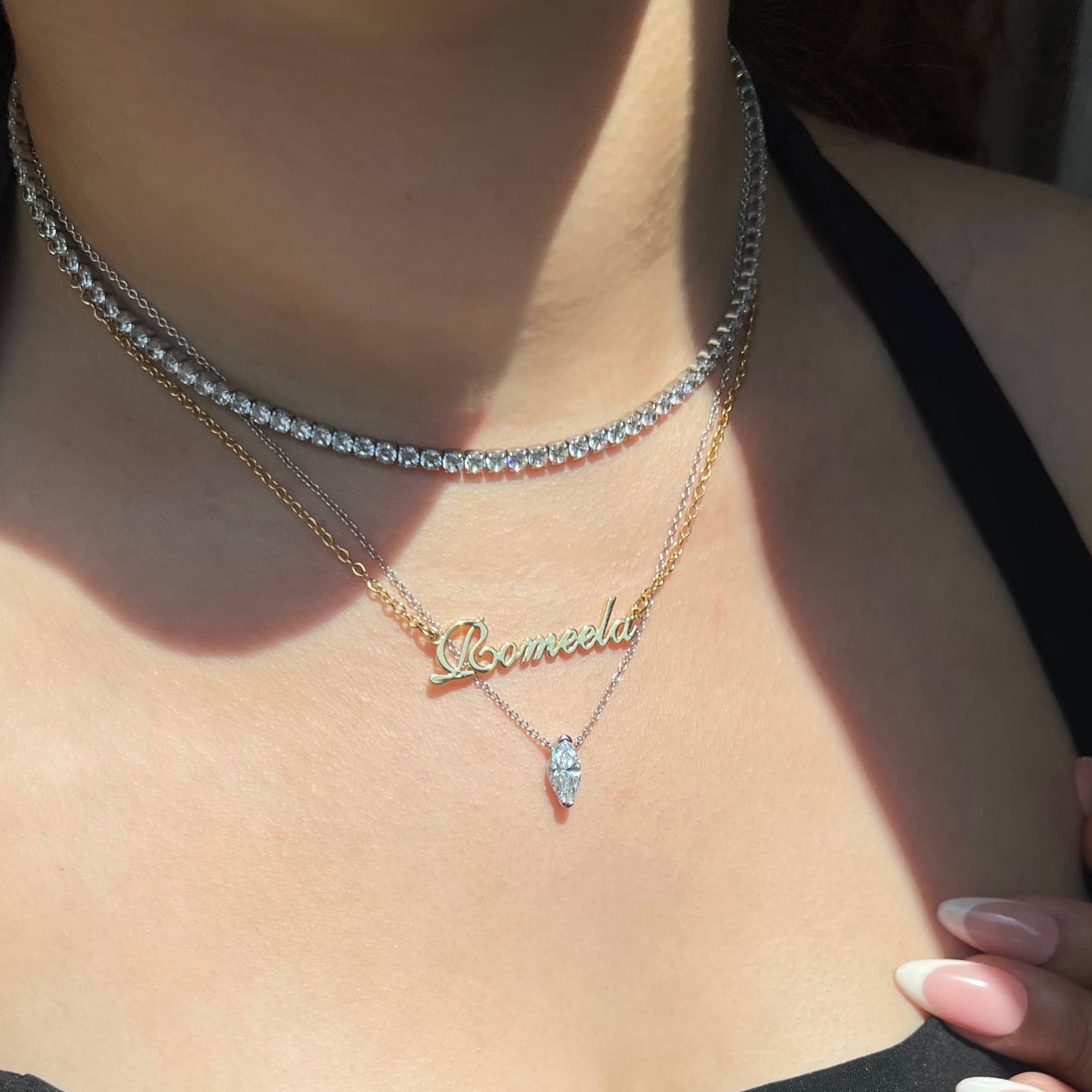 Ava Marquise Cut Sterling Silver Pendant Necklace