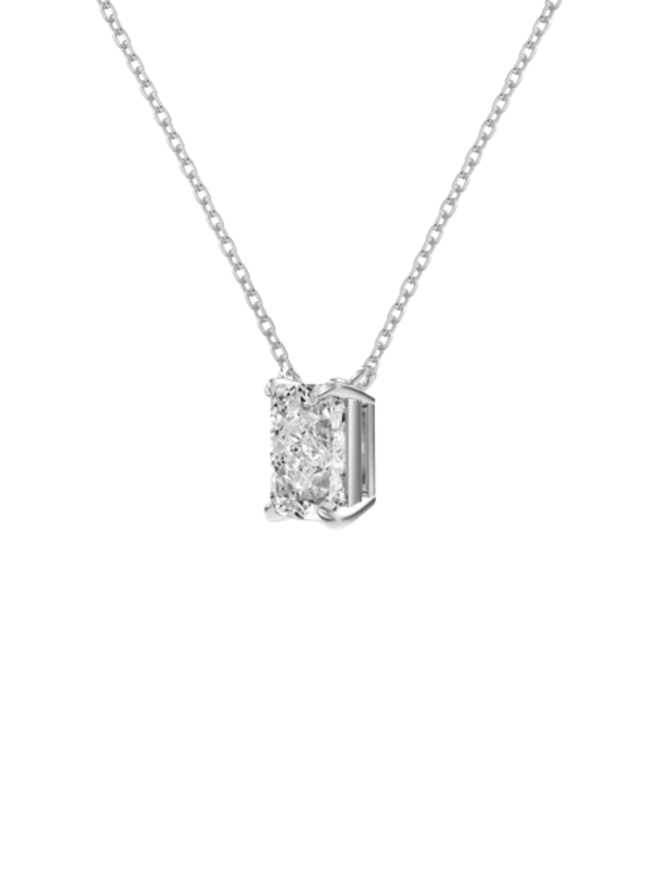 Celina Sterling Silver Radiant Cut Rectangular Pendant Necklace