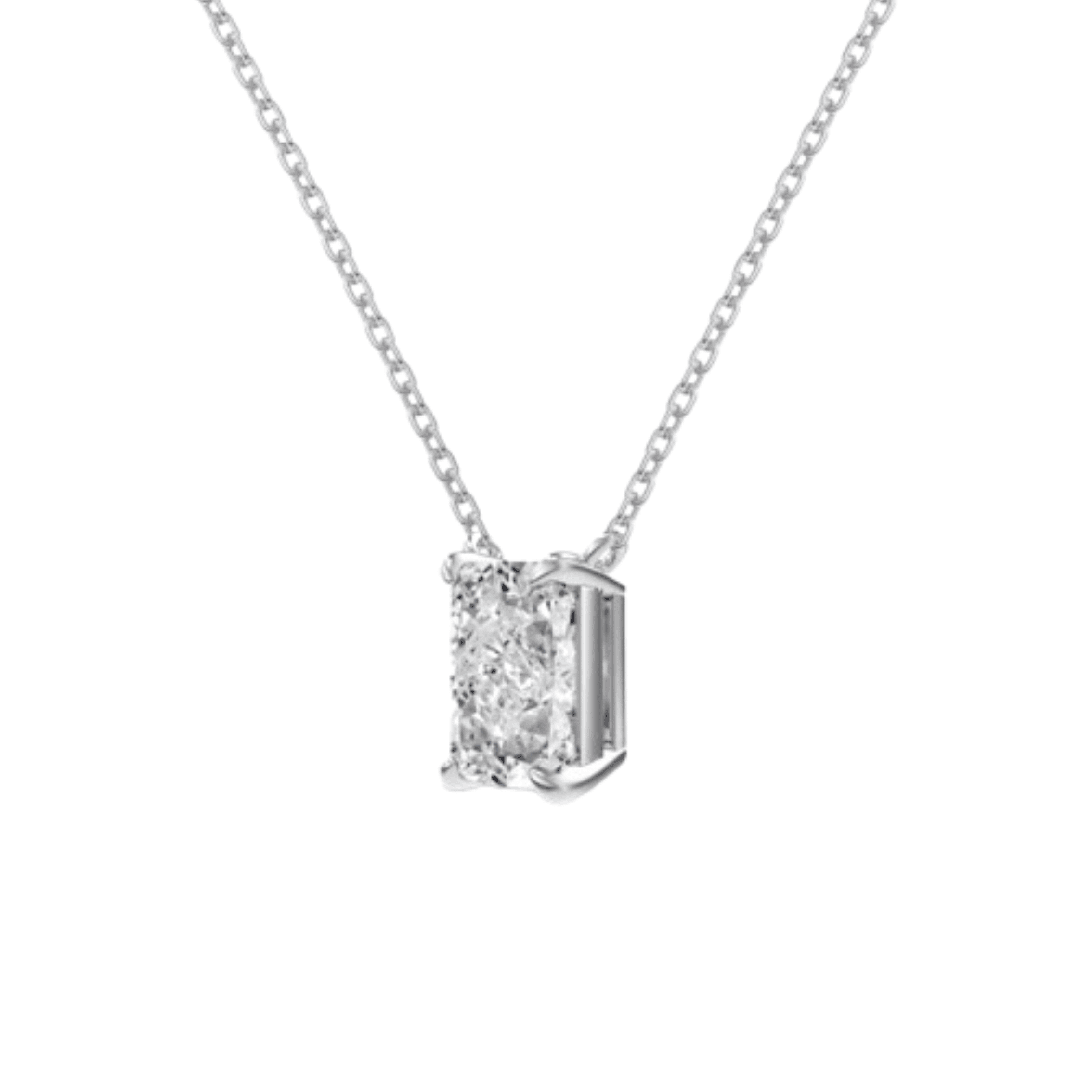 Celina Sterling Silver Radiant Cut Rectangular Pendant Necklace- Silver (Pre-Order)