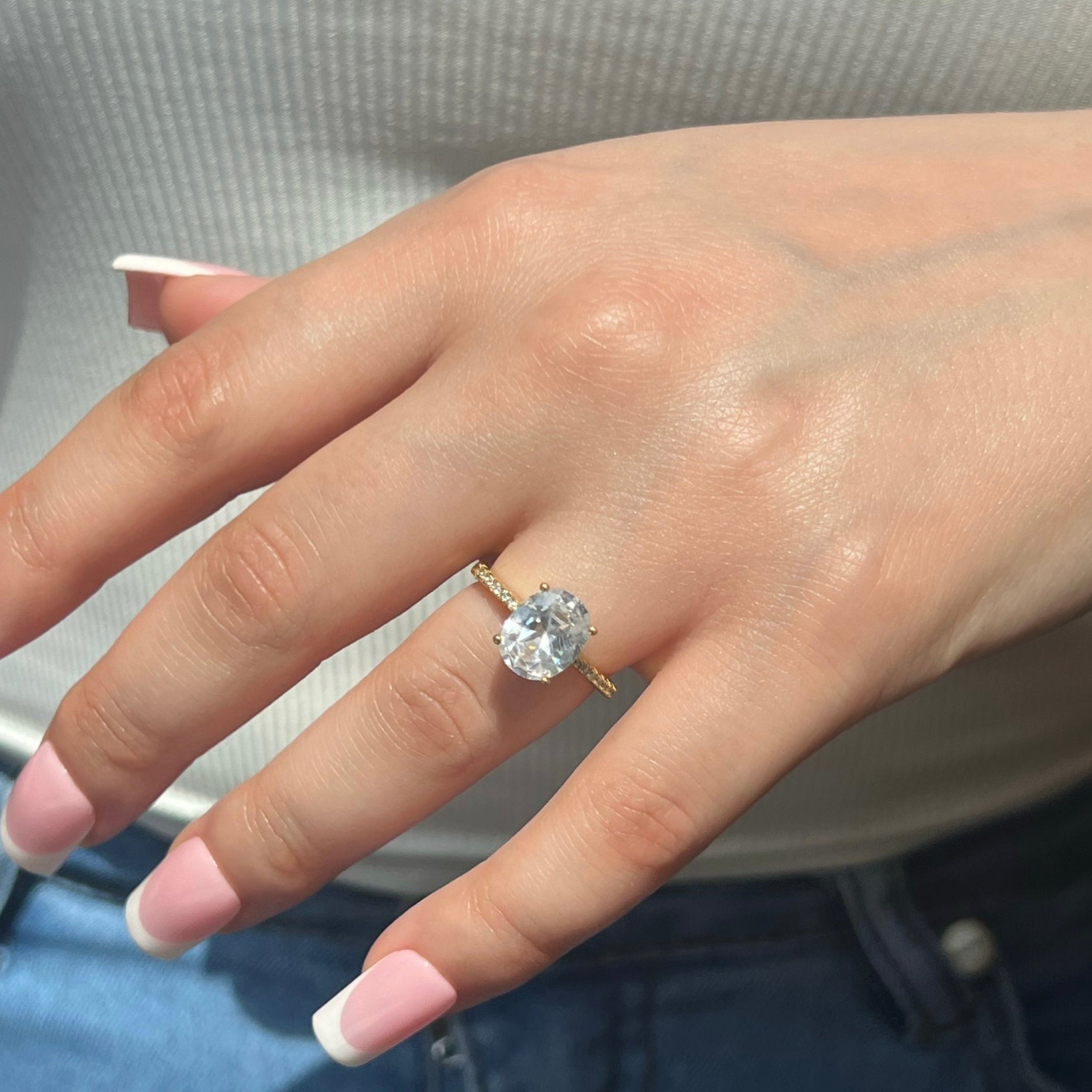 Anastasia Oval Cut Sterling Silver Ring- Gold