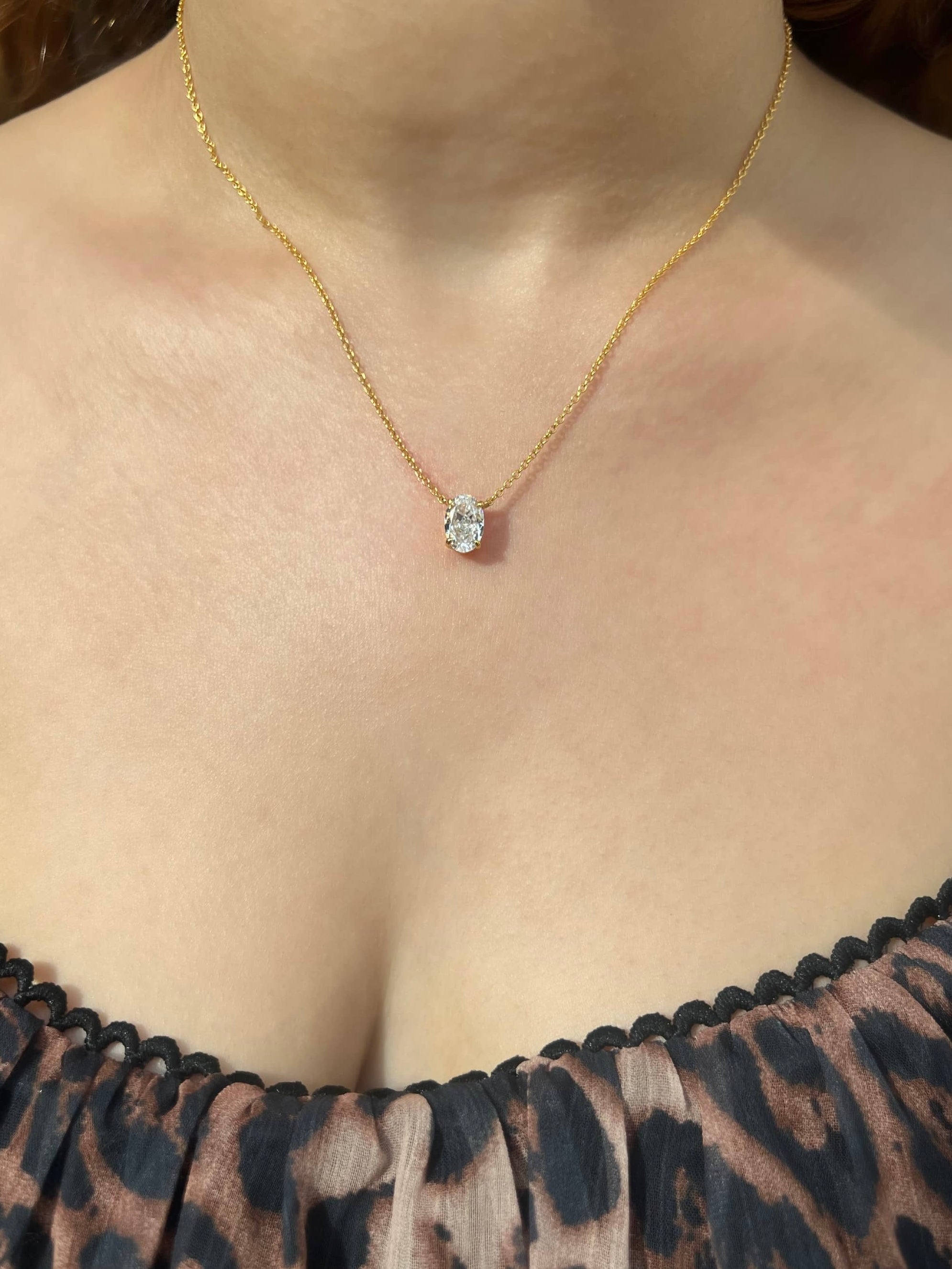 Diana Oval Cut Sterling Silver Pendant Necklace