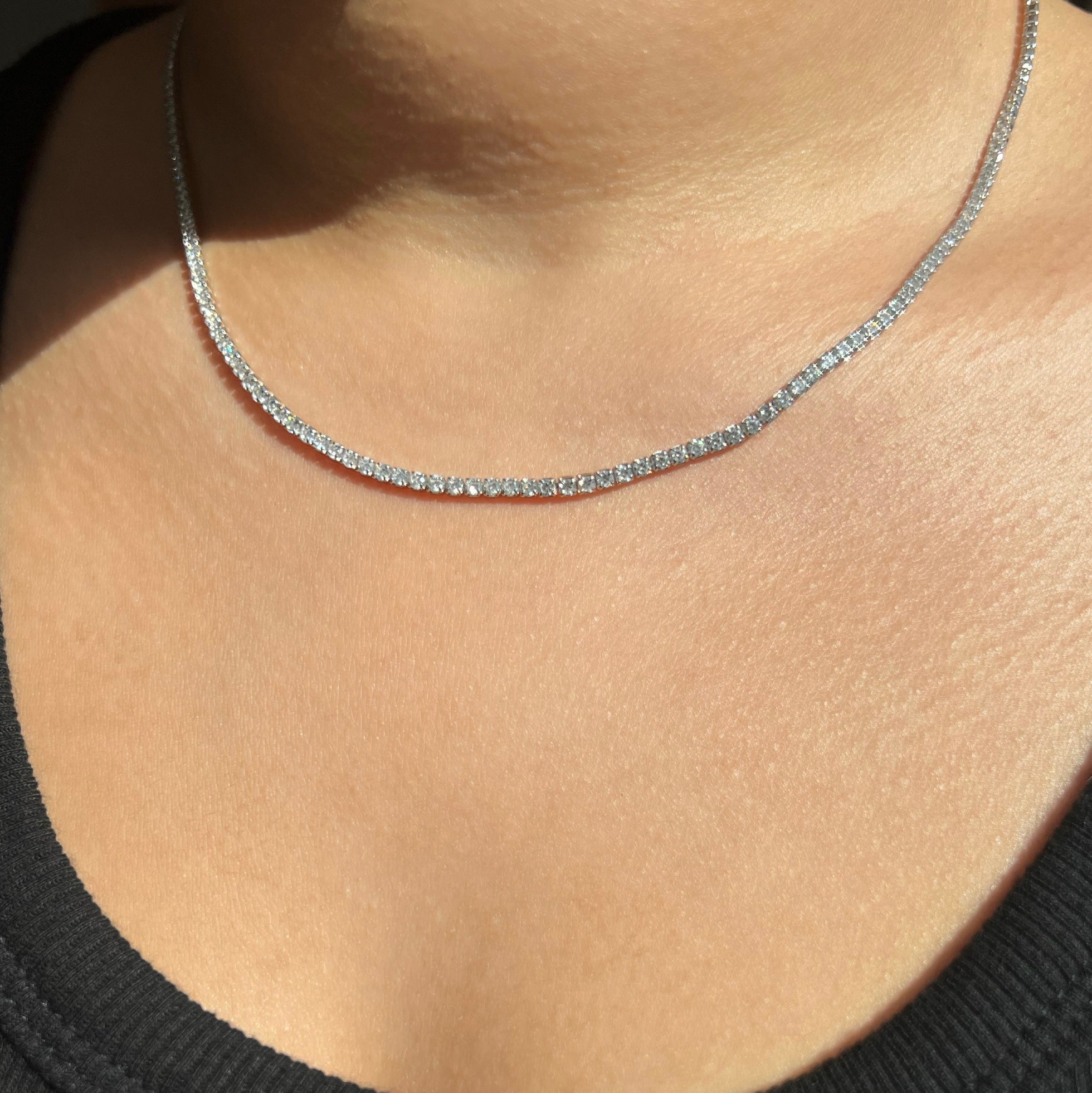 Dilara Sterling Silver Tennis Necklace- 2mm