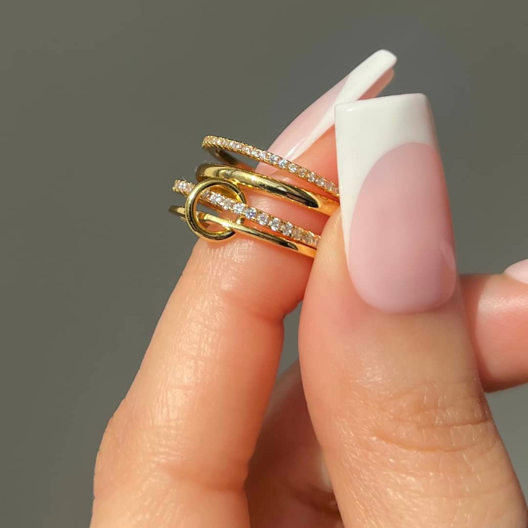 Enaya Sterling Silver Quadruple Band Ring- Gold (Pre-Order)