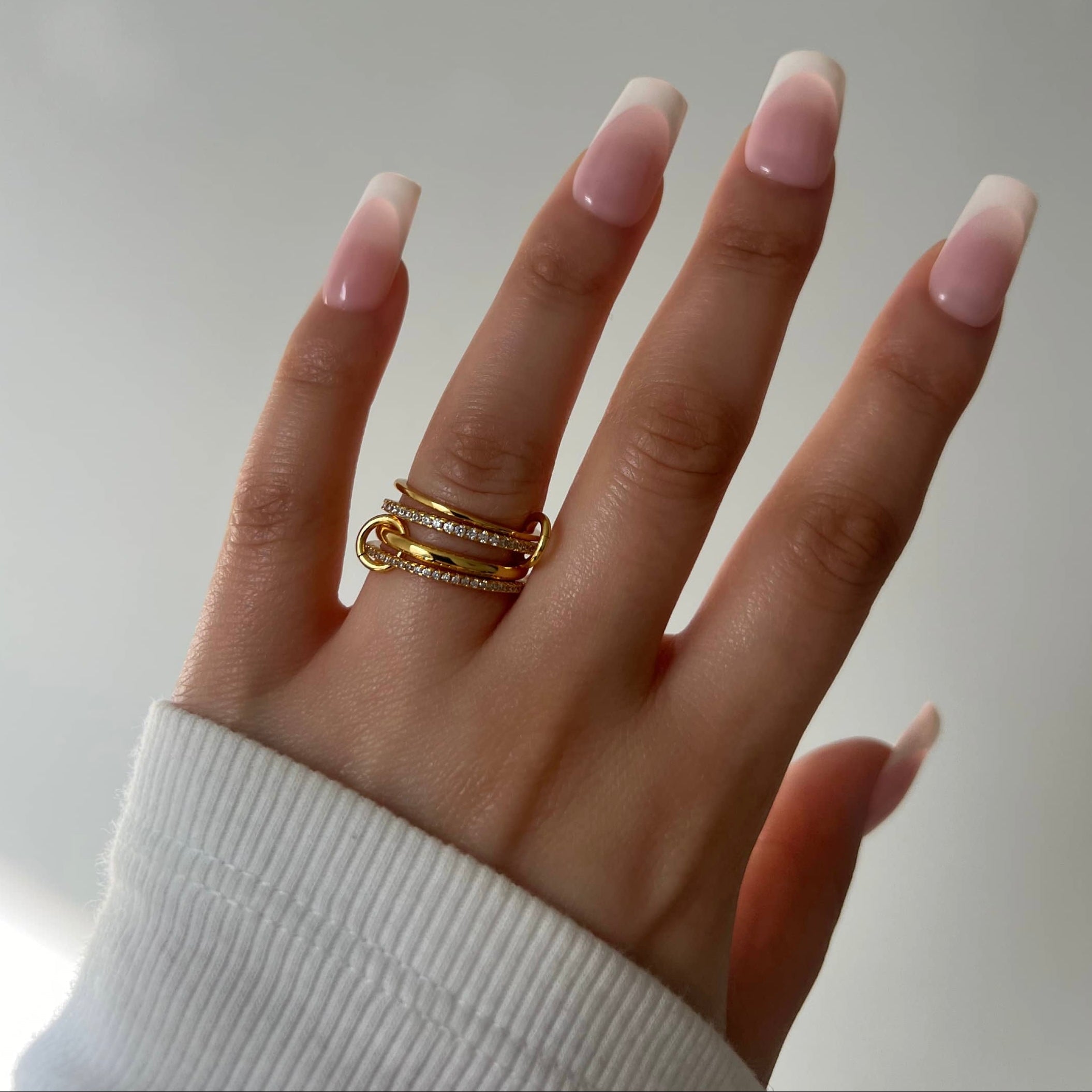 Enaya Sterling Silver Quadruple Band Ring- Gold (Pre-Order)