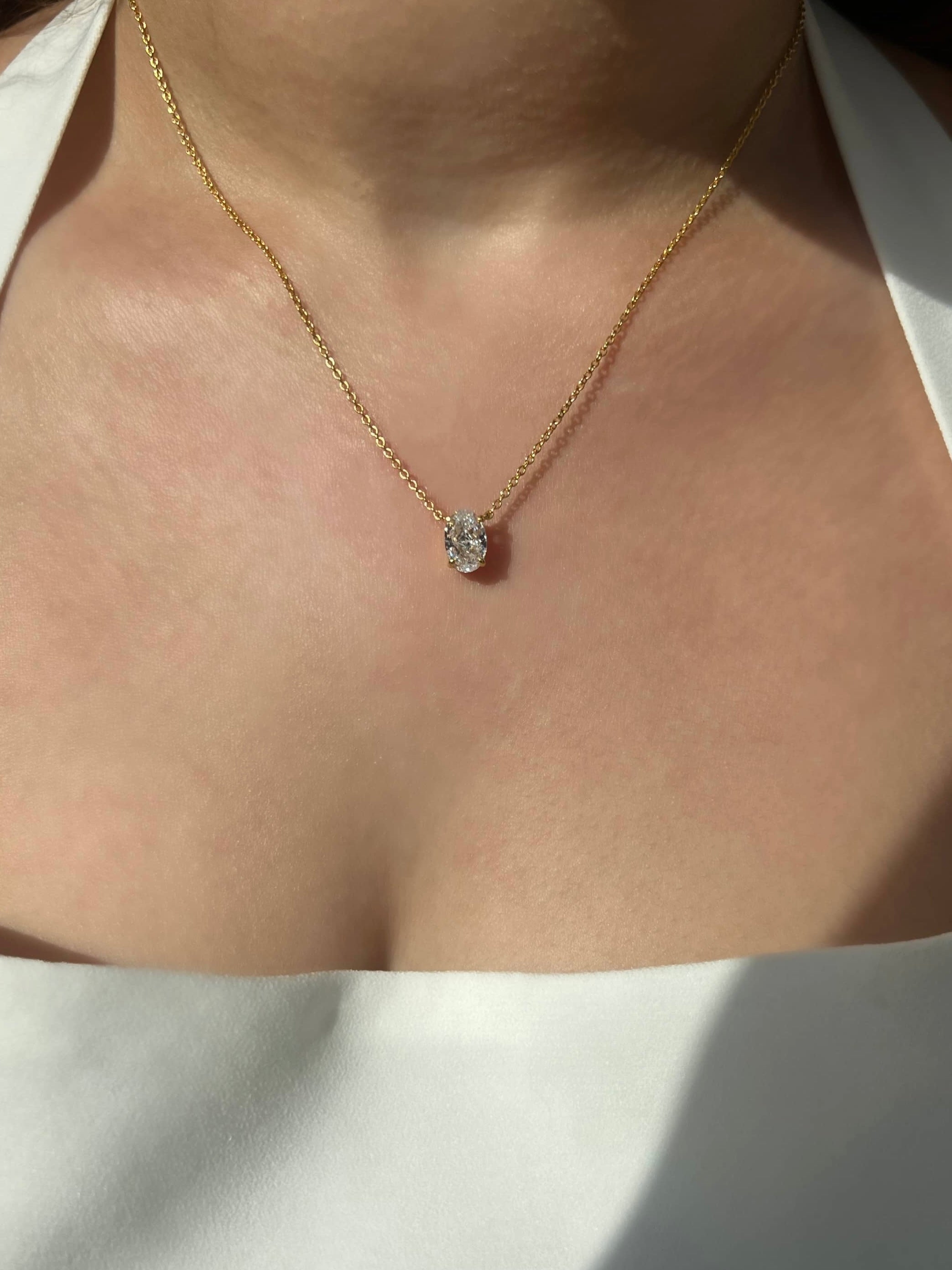 Diana Oval Cut Sterling Silver Pendant Necklace