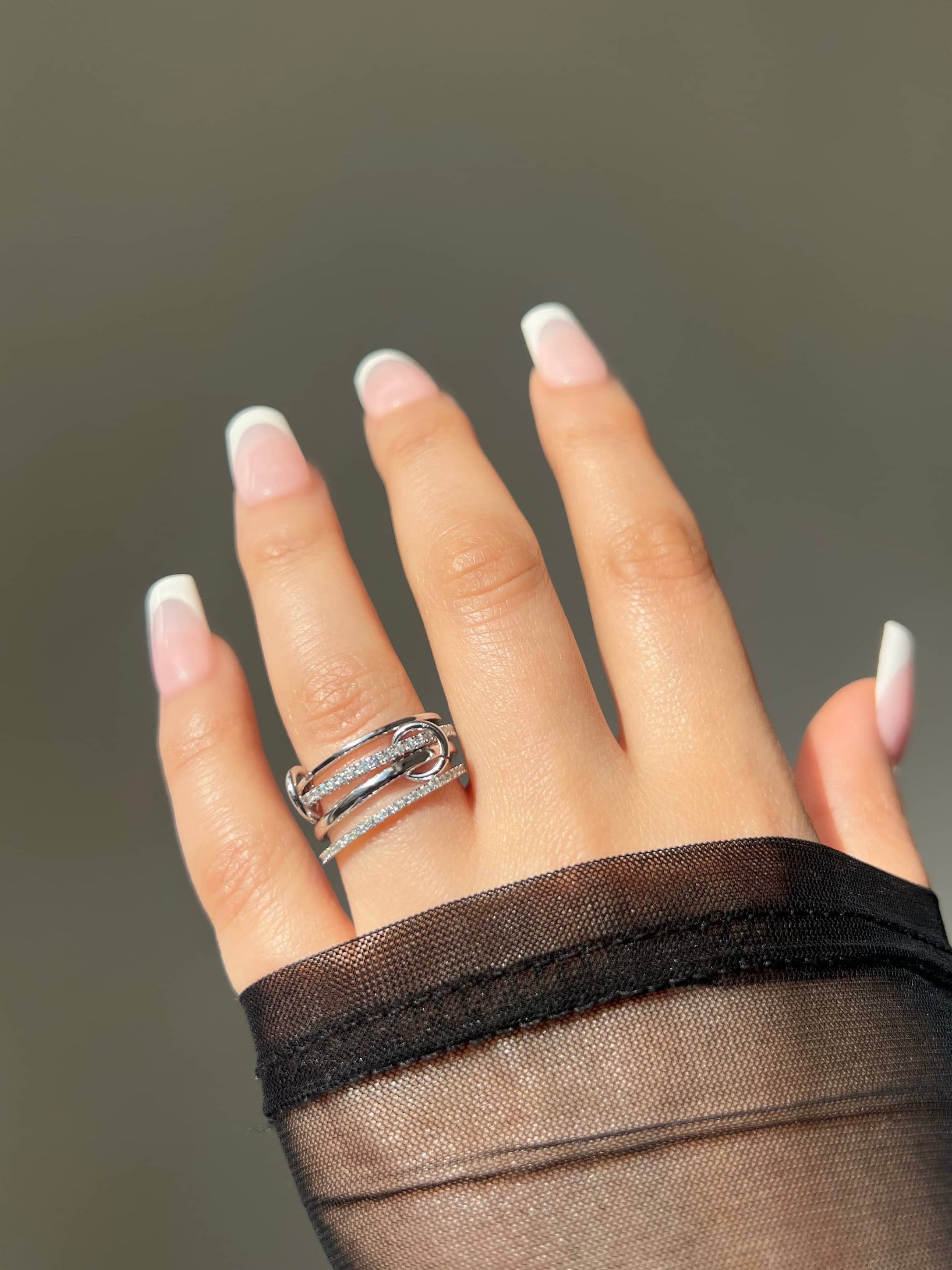 Enaya Sterling Silver Quadruple Band Ring- Silver