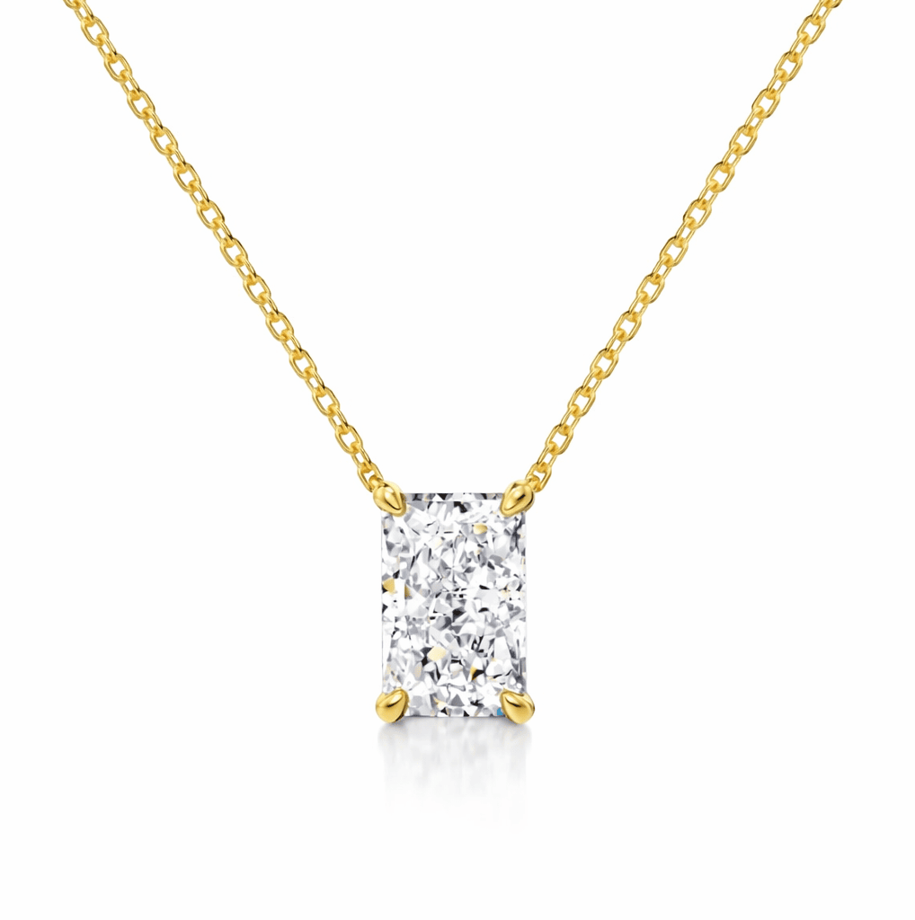Celina Sterling Silver Radiant Cut Rectangular Pendant Necklace