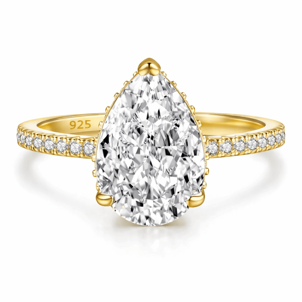 Seréna Pear Cut Sterling Silver Ring- Gold (Pre-Order)