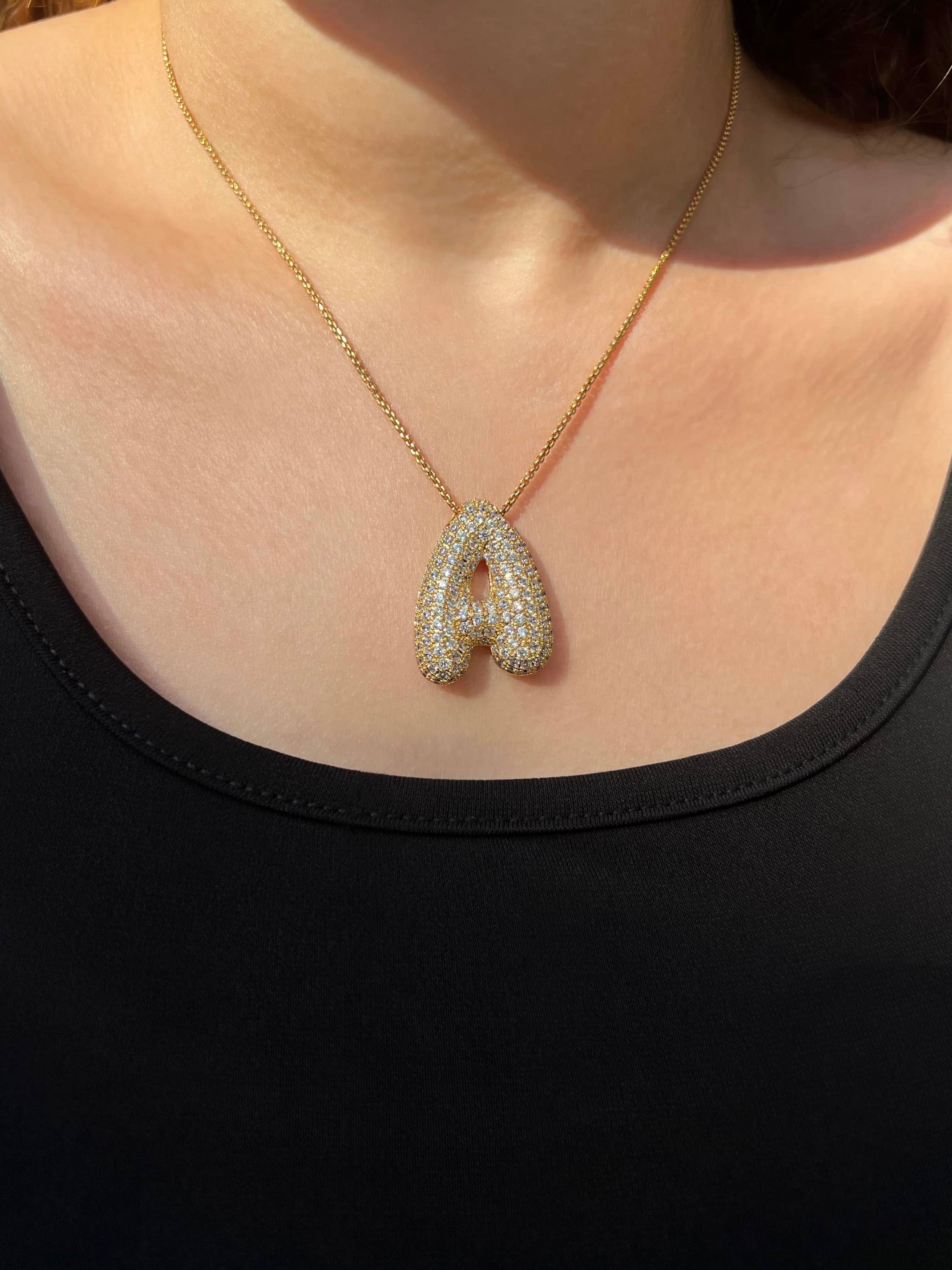 Icy Jumbo Bubble Letter Initial Pendant Necklace (Pre-Order)