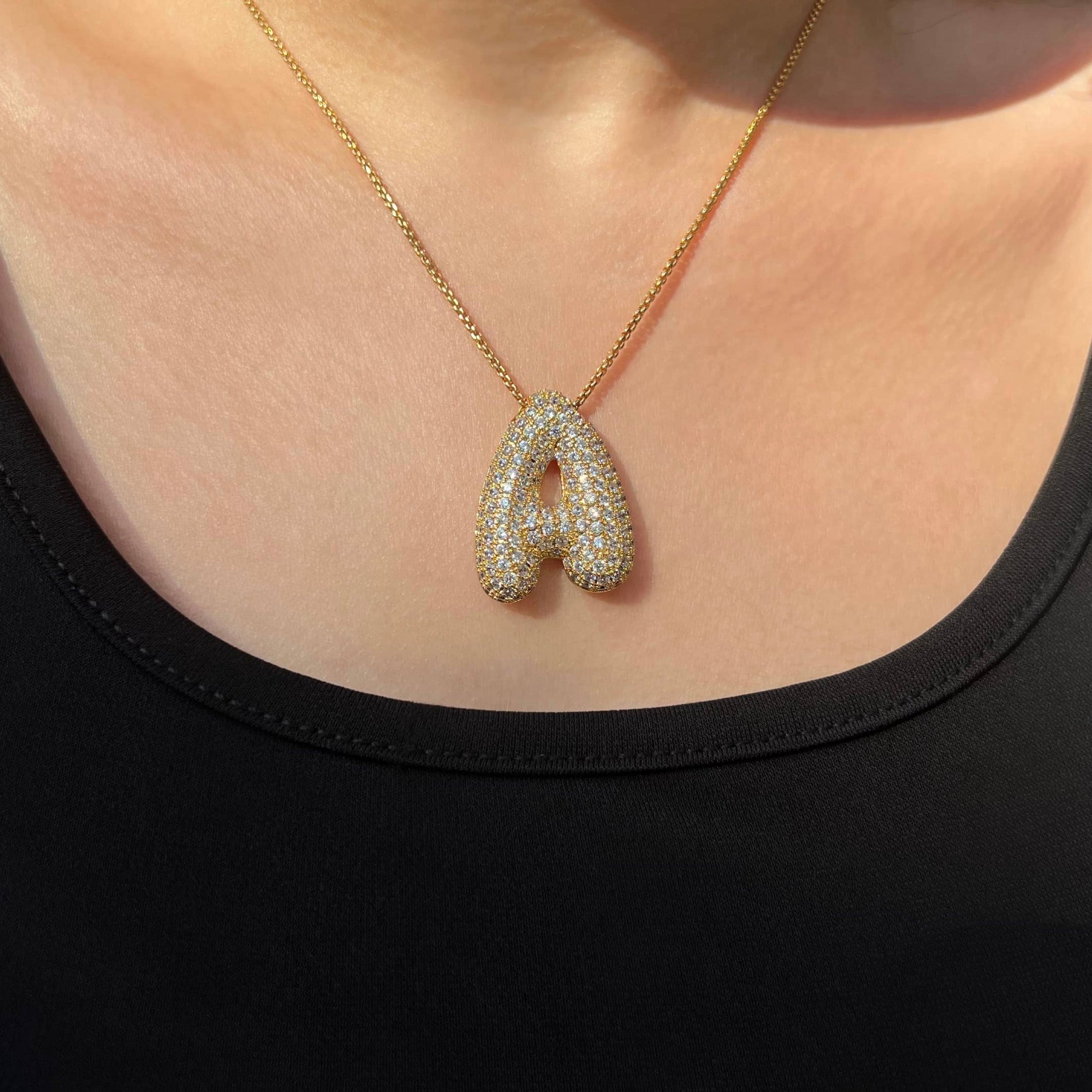 Icy Jumbo Bubble Letter Initial Pendant Necklace (Pre-Order)
