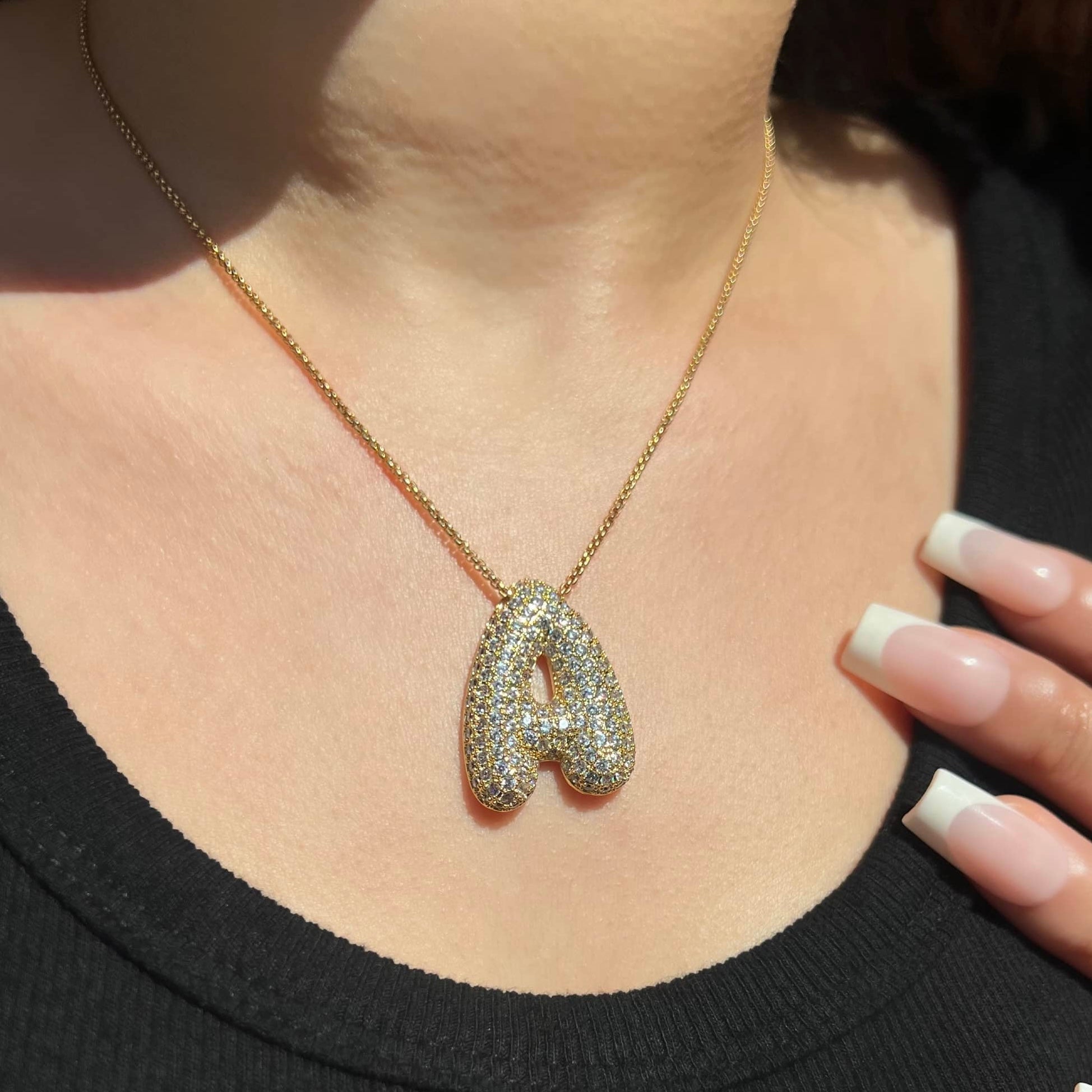Icy Jumbo Bubble Letter Initial Pendant Necklace (Pre-Order)