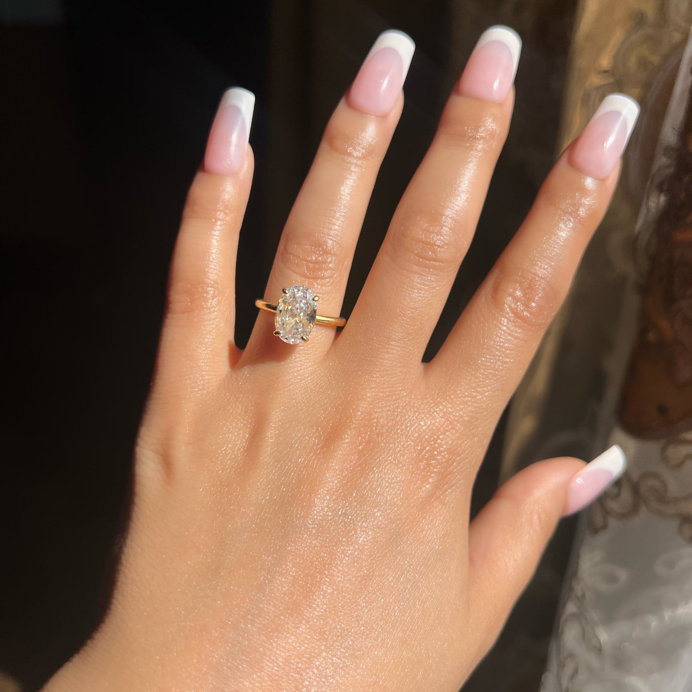 Diana Oval Cut Solitaire Sterling Silver Ring- Gold