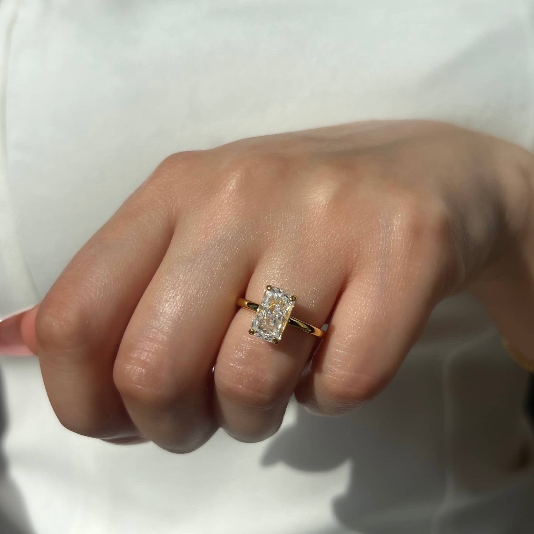 Celina Radiant Cut Solitaire Sterling Silver Ring