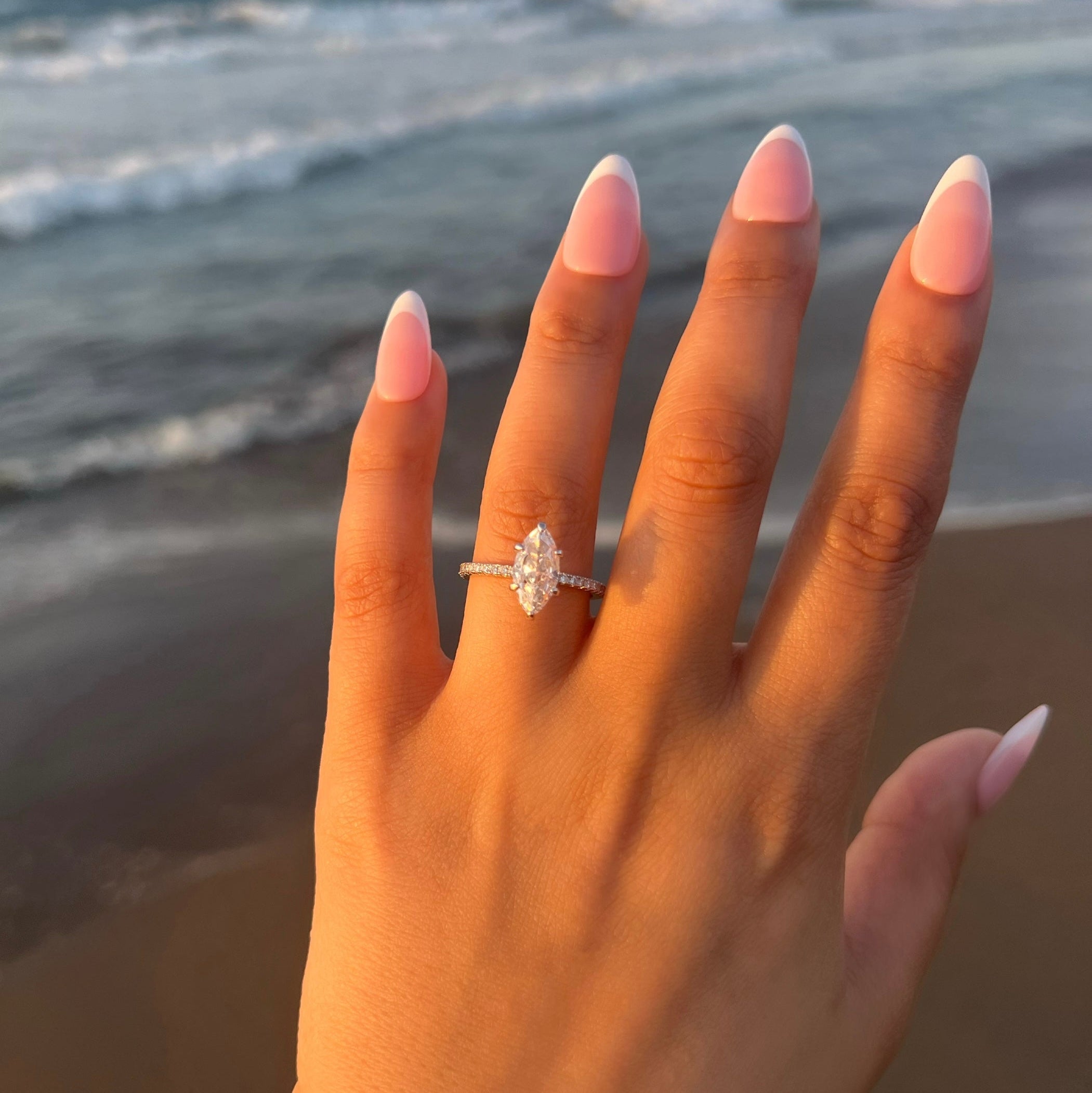 Farah Marquise Cut Sterling Silver Ring- Silver (Pre-Order)