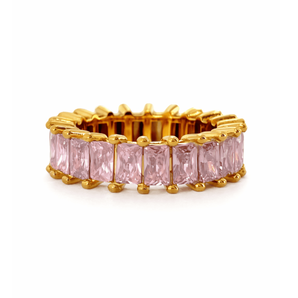 Pink Cubic Zirconia Eternity Band Ring