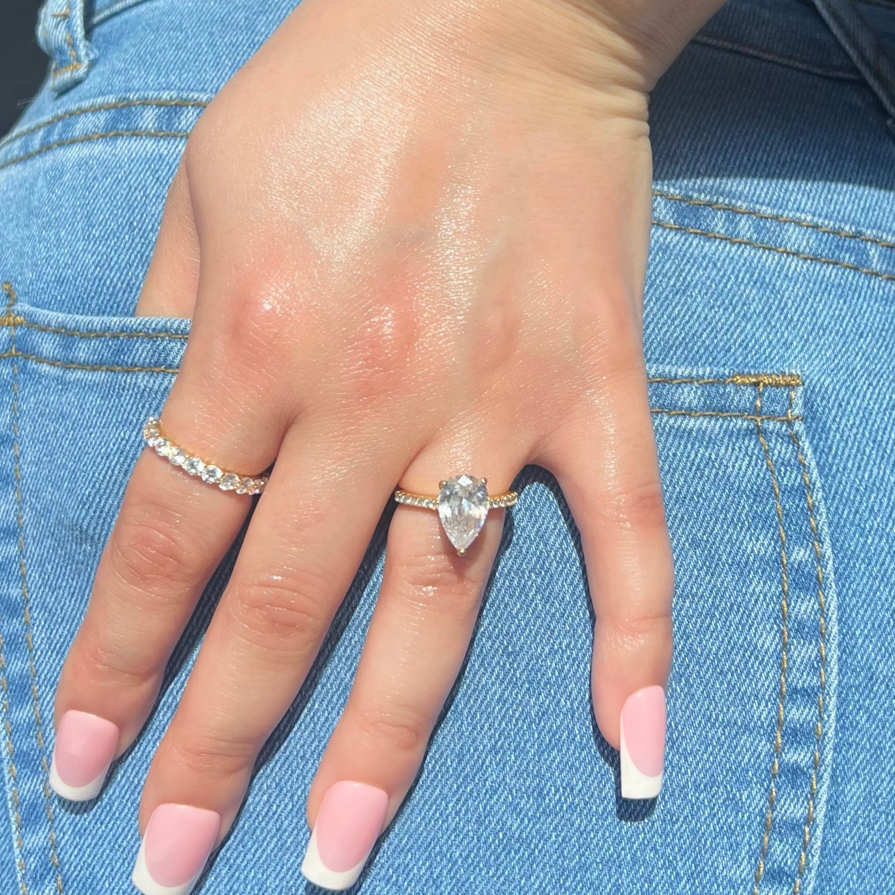 Serรฉna Pear Cut Sterling Silver Ring- Gold (Pre-Order)