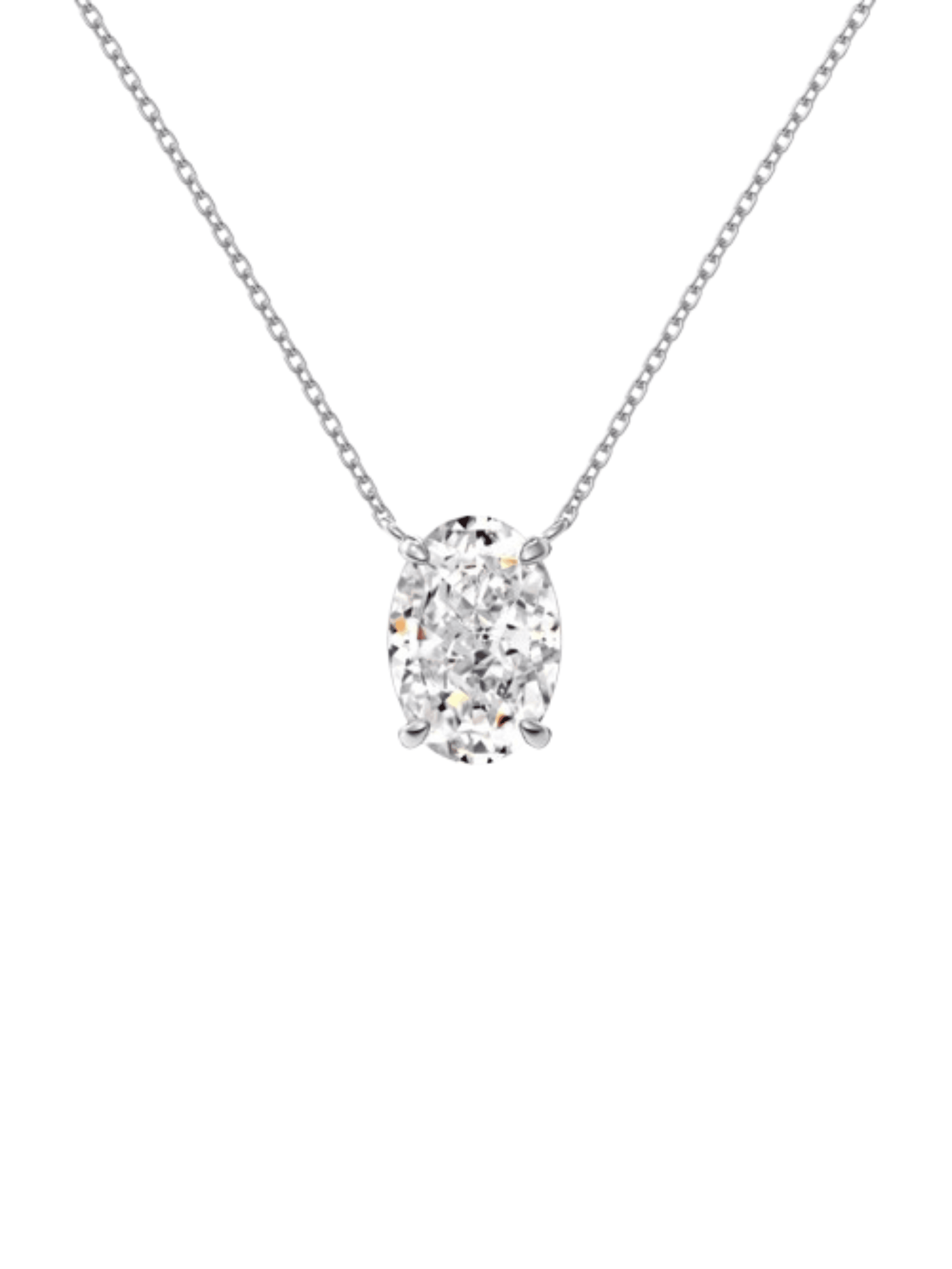 Diana Oval Cut Sterling Silver Pendant Necklace