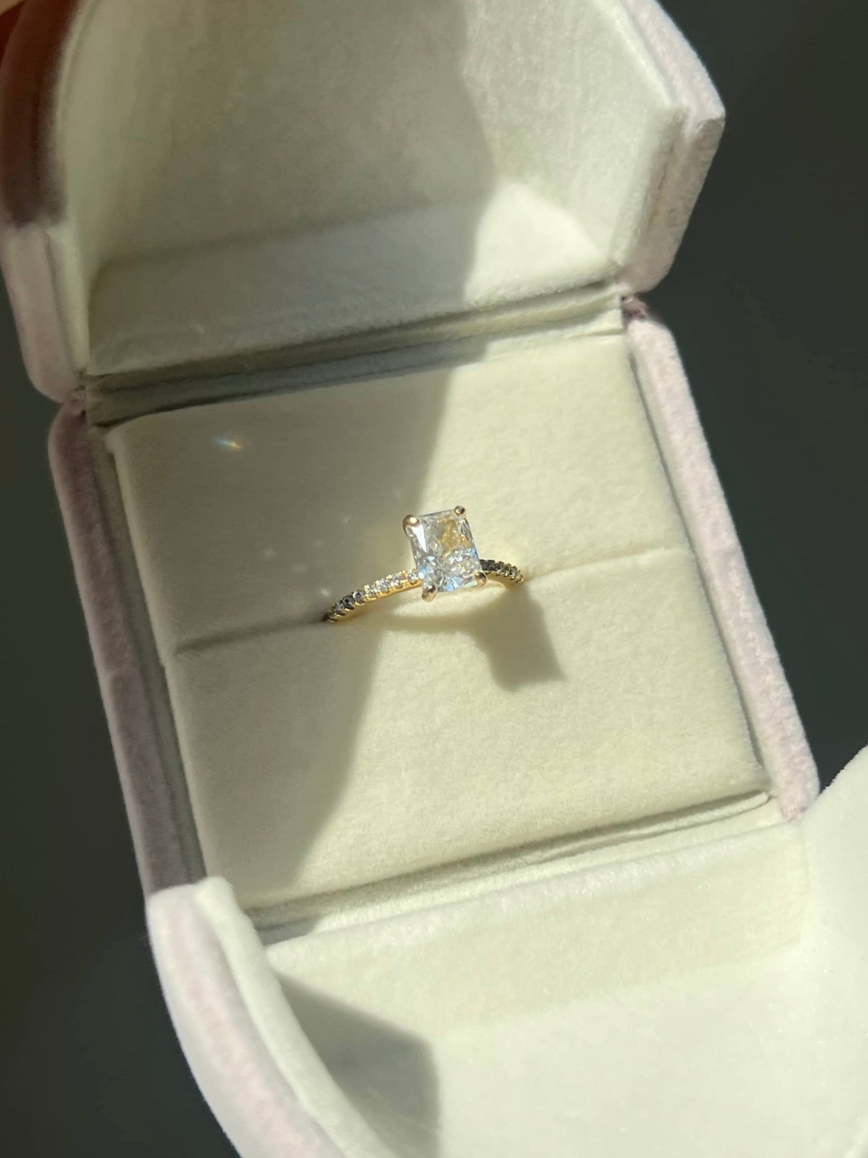 Mini Cecilia Radiant Cut Sterling Silver Ring- Gold (Pre-Order)