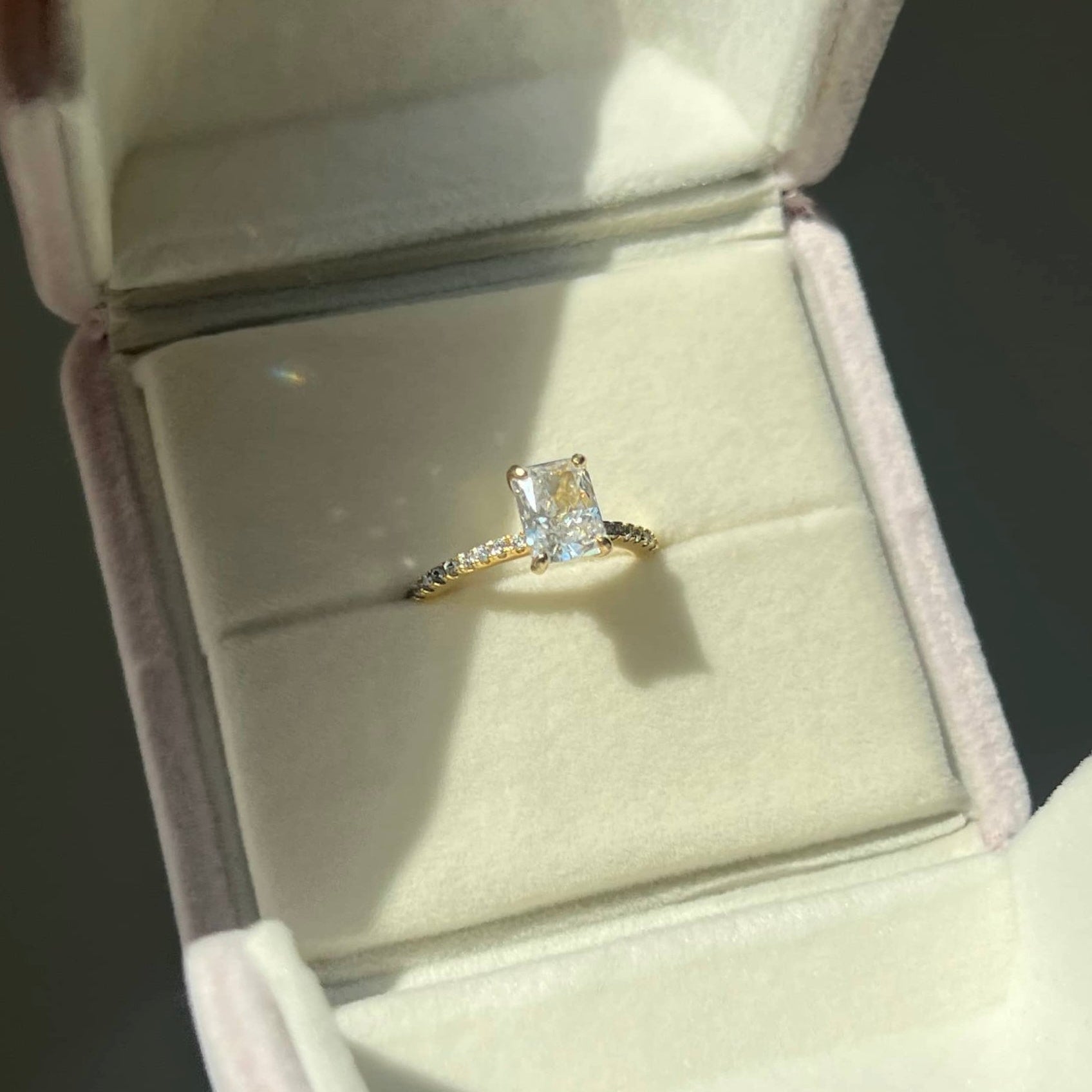 Mini Cecilia Radiant Cut Sterling Silver Ring- Gold (Pre-Order)