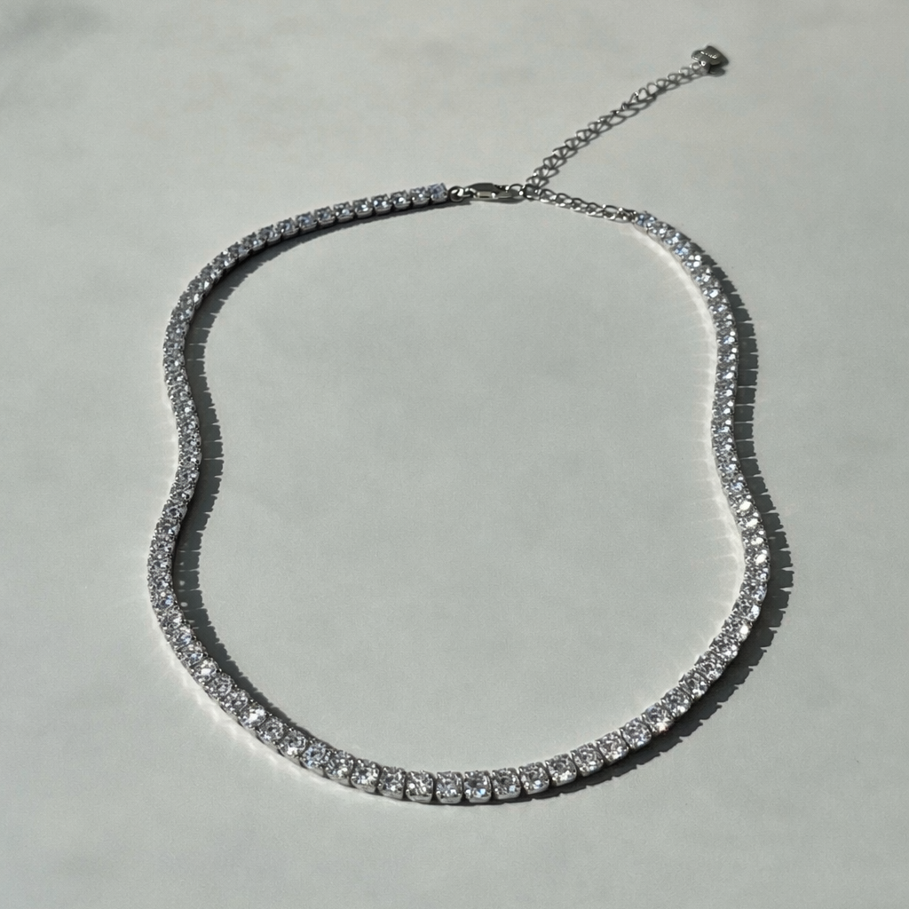 Dilara Sterling Silver Tennis Necklace- 3mm