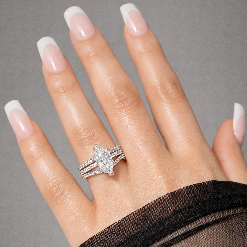 Farah Marquise Cut Sterling Silver Ring- Silver (Pre-Order)