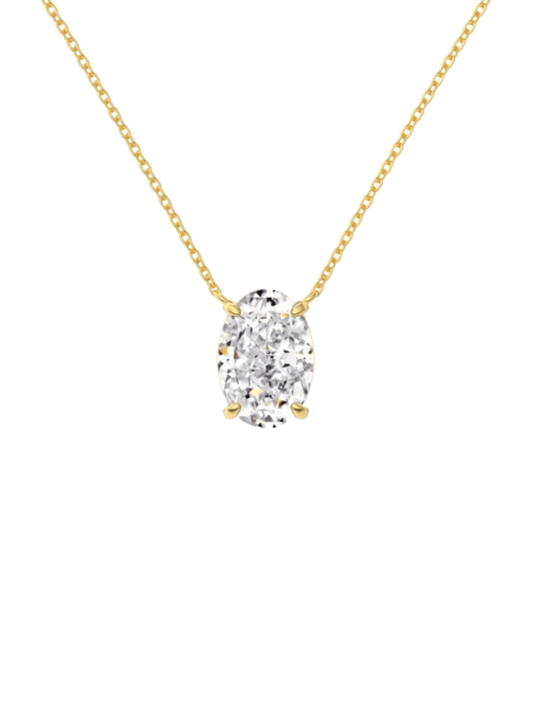 Diana Oval Cut Sterling Silver Pendant Necklace