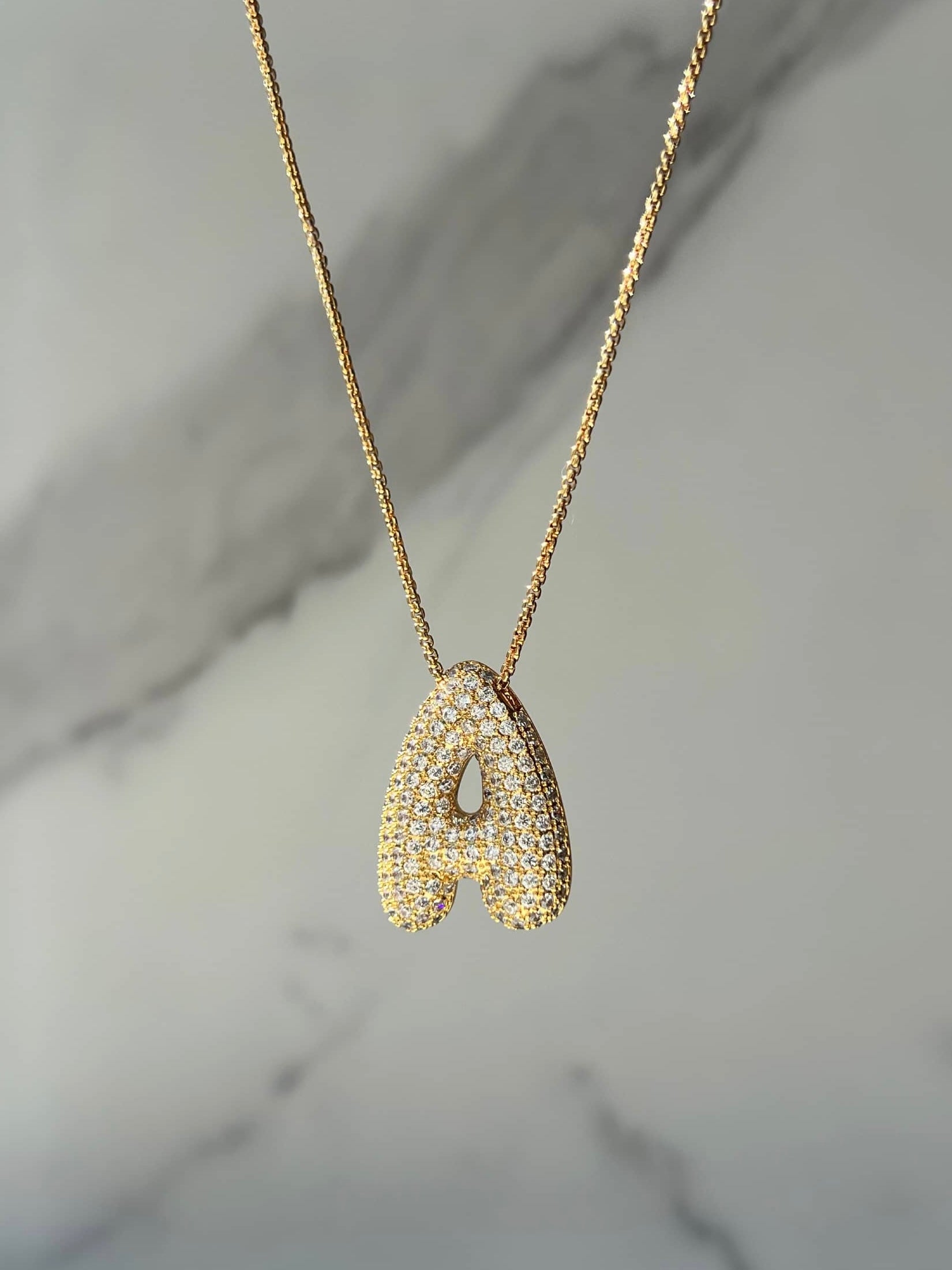 Icy Jumbo Bubble Letter Initial Pendant Necklace (Pre-Order)