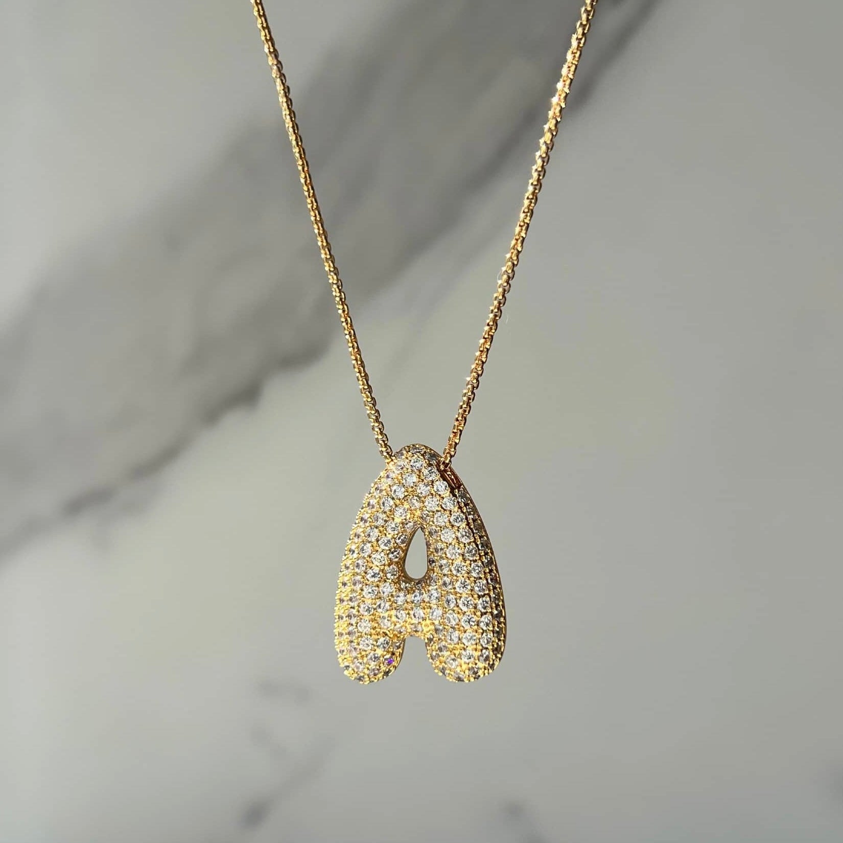 Icy Jumbo Bubble Letter Initial Pendant Necklace (Pre-Order)