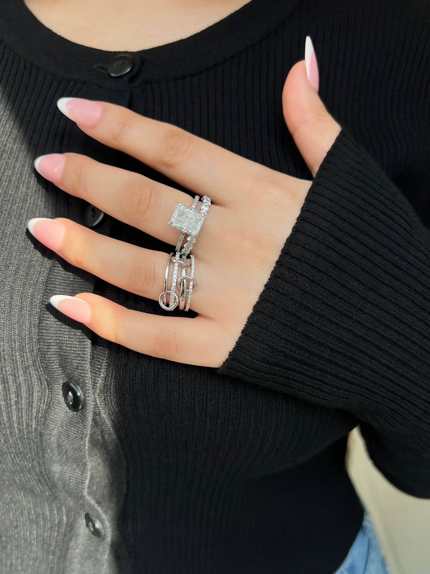 Enaya Sterling Silver Quadruple Band Ring- Silver (Pre-Order)
