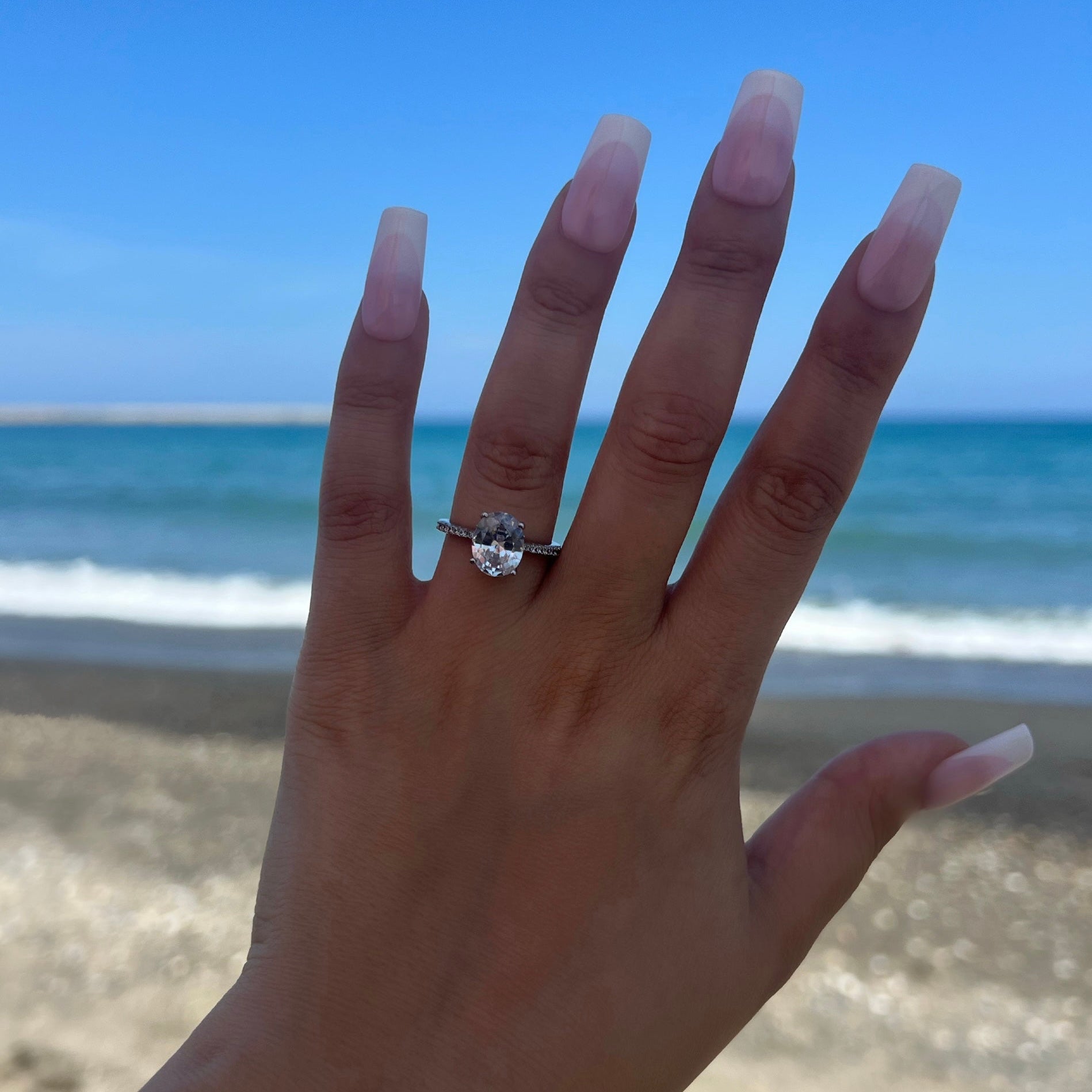 Anastasia Oval Cut Sterling Silver Ring- Silver