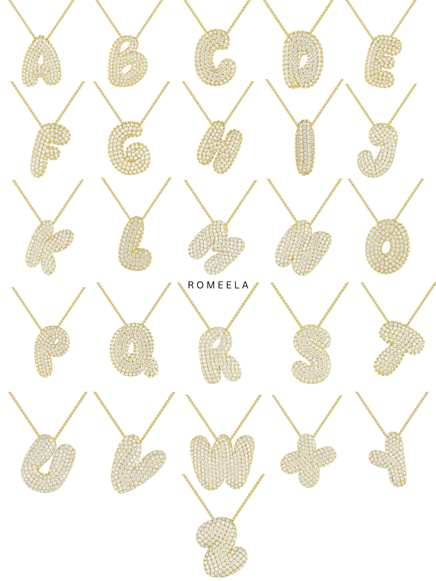 Icy Jumbo Bubble Letter Initial Pendant Necklace (Pre-Order)