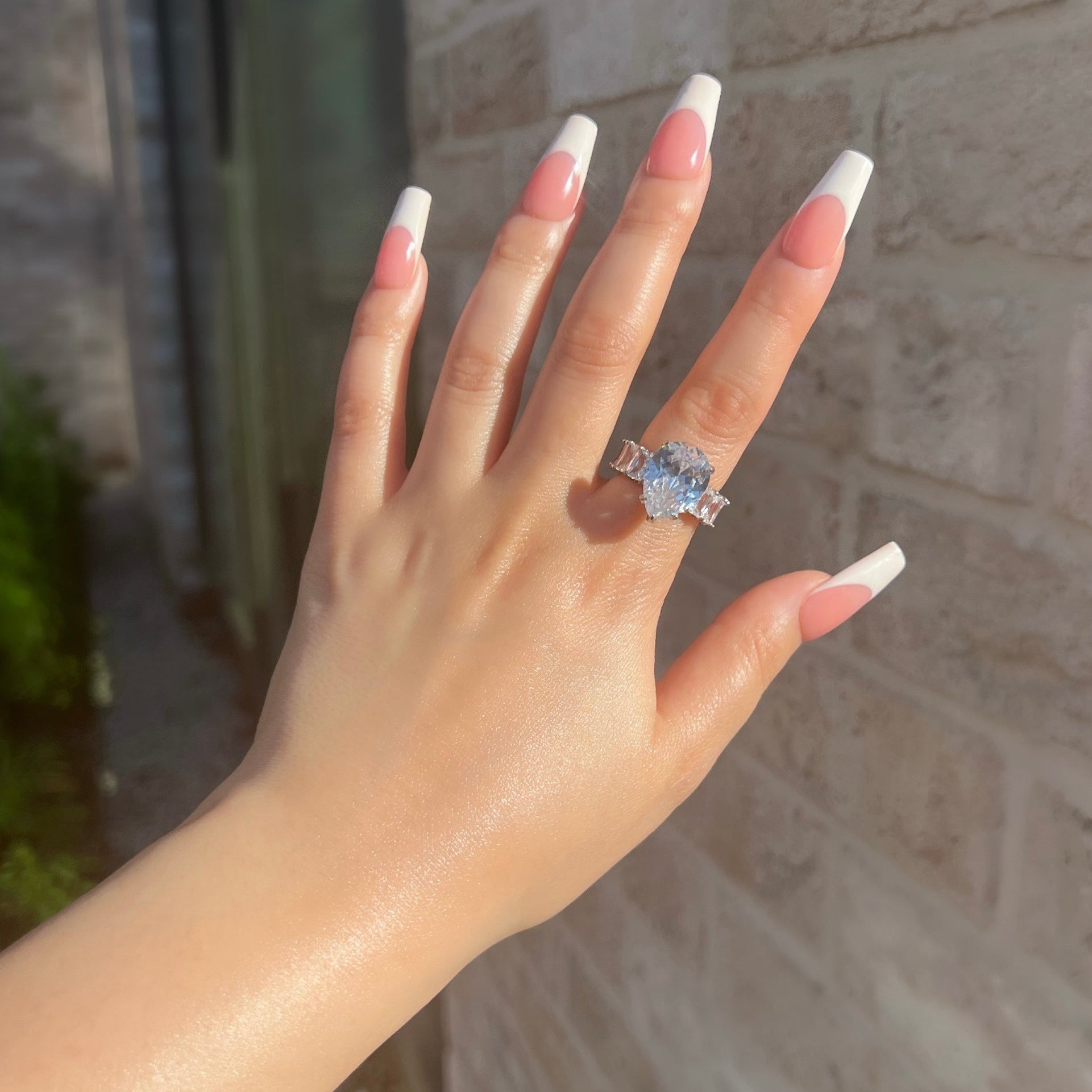 Pear Cut Baguette Ring- Silver