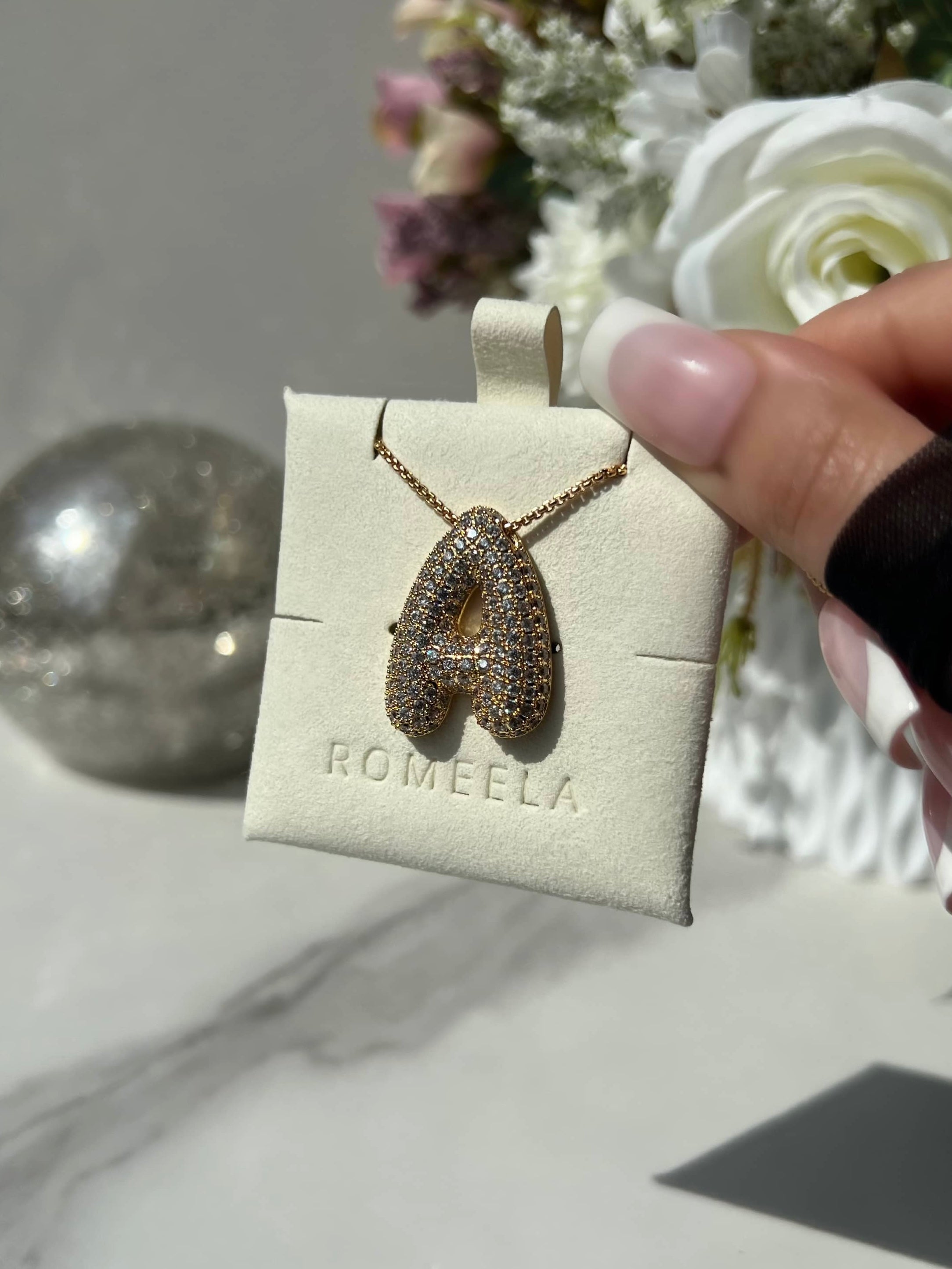 Icy Jumbo Bubble Letter Initial Pendant Necklace (Pre-Order)