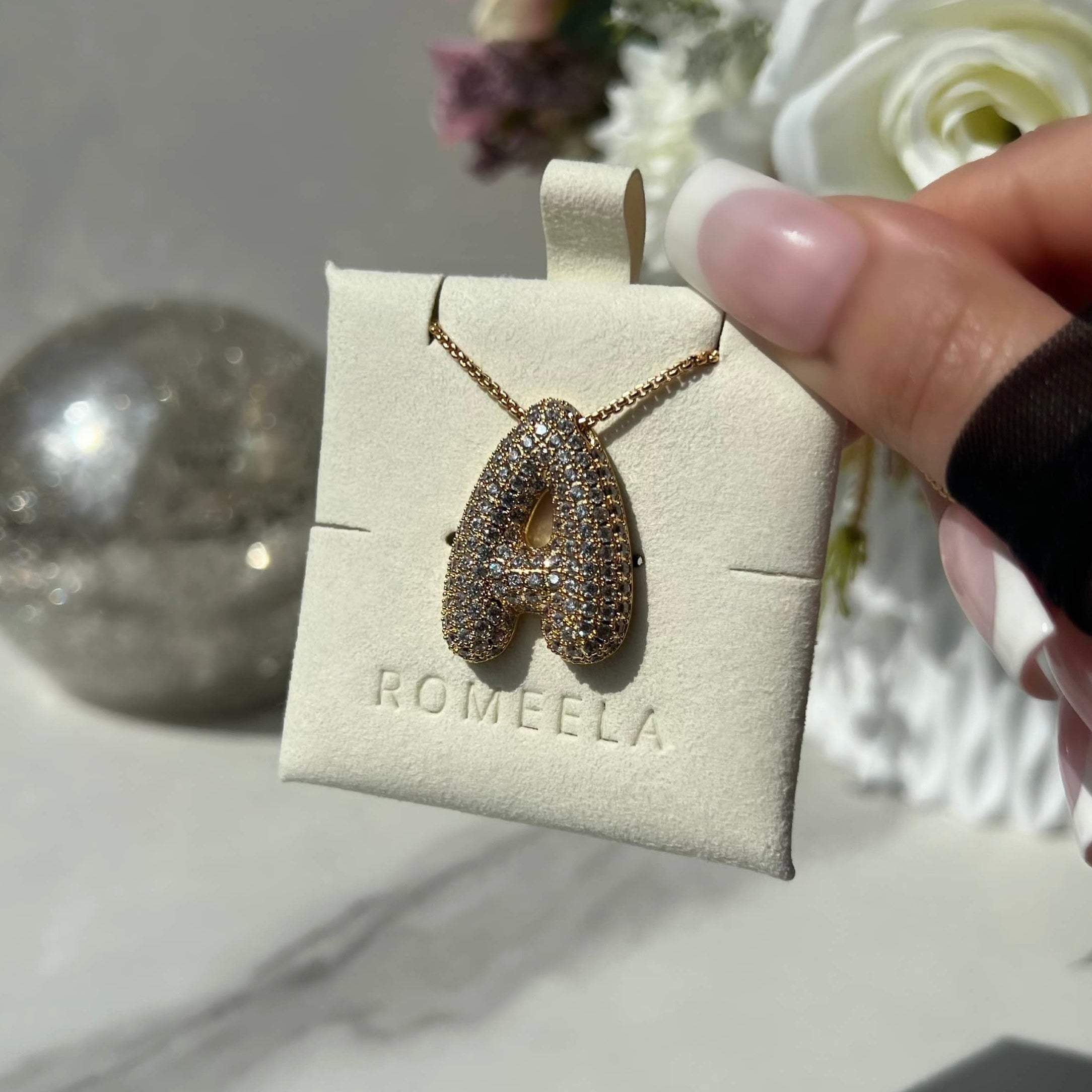 Icy Jumbo Bubble Letter Initial Pendant Necklace (Pre-Order)