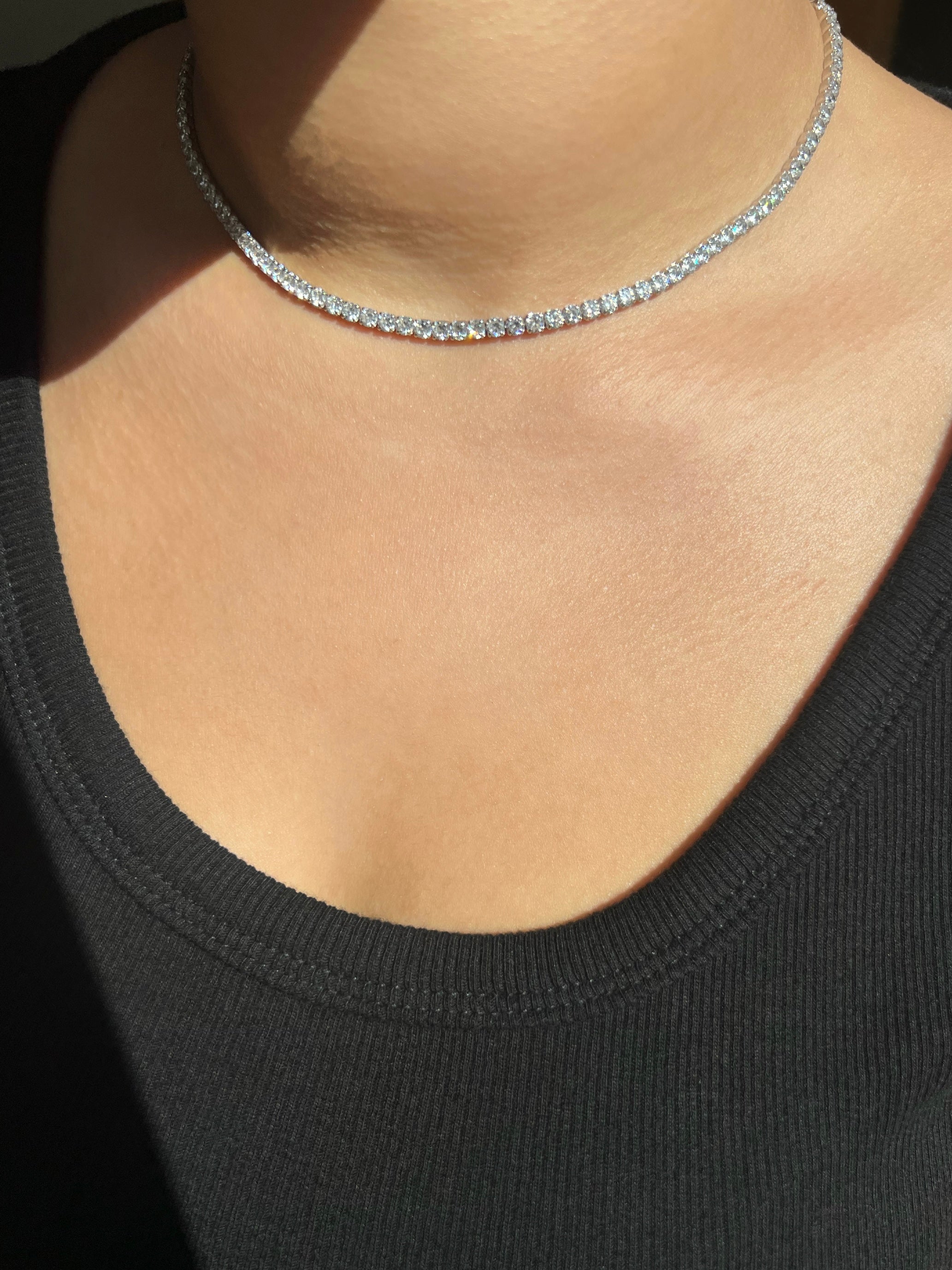 Dilara Sterling Silver Tennis Necklace- 3mm