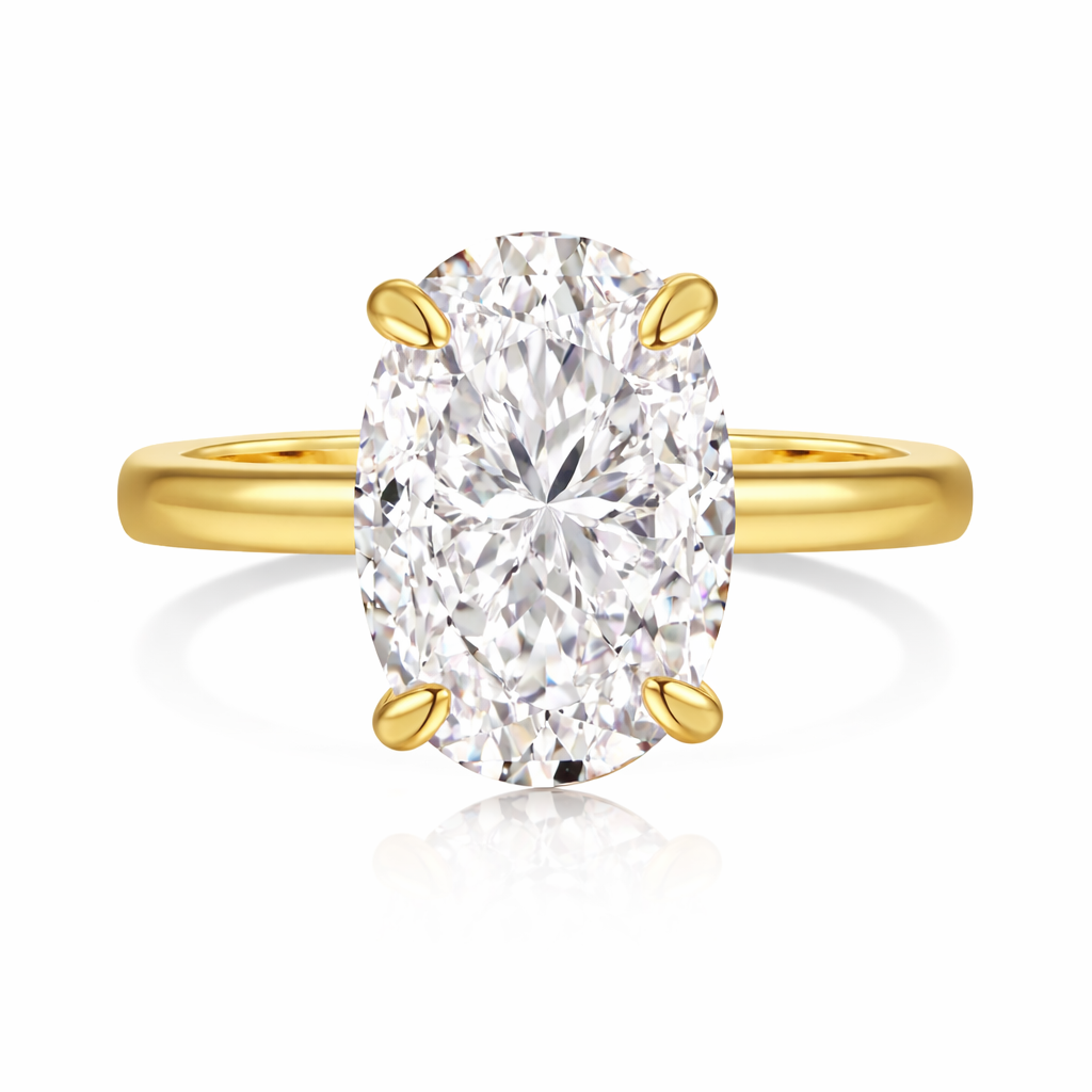 Diana Oval Cut Solitaire Sterling Silver Ring- Gold