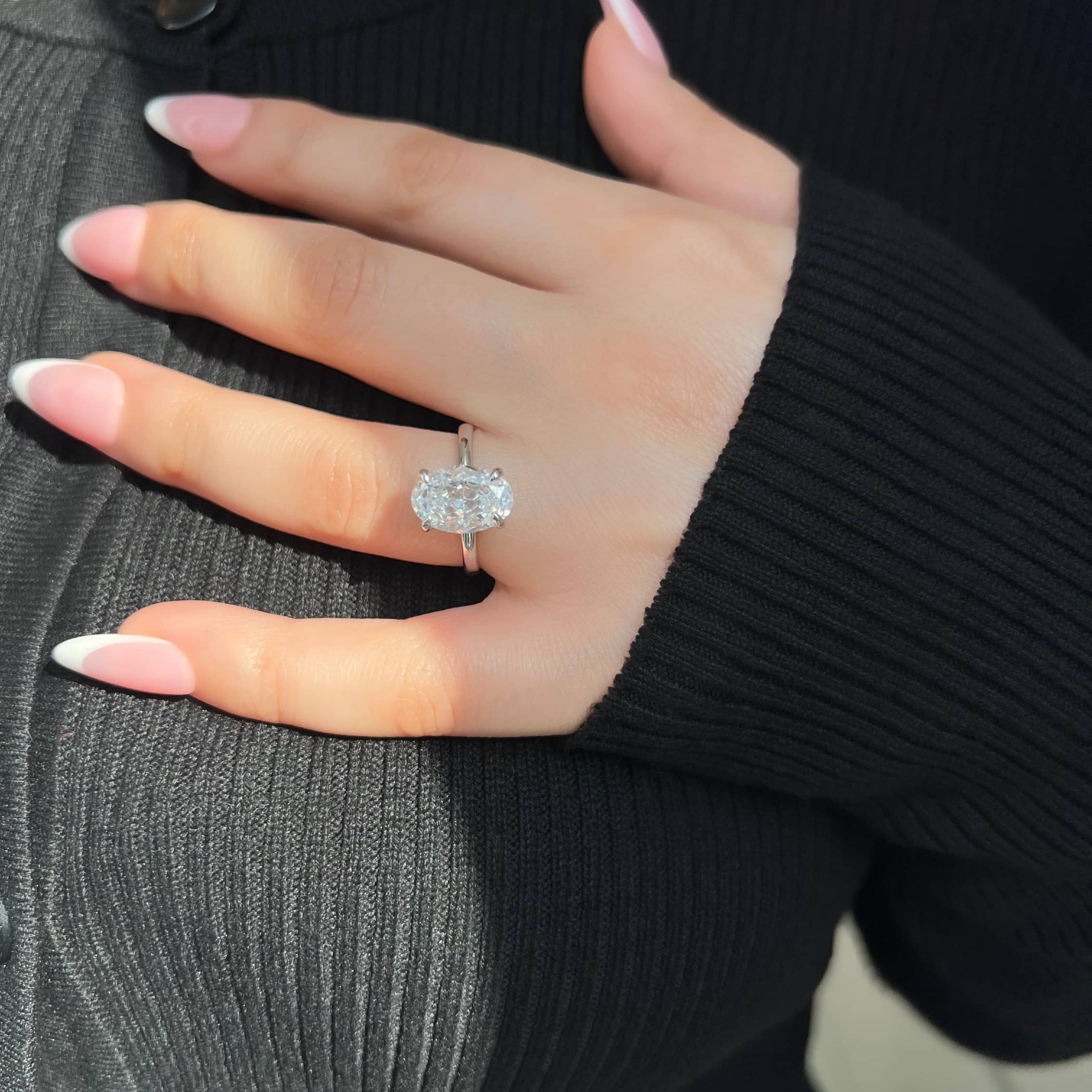 Diana Oval Cut Solitaire Sterling Silver Ring- Silver (Pre-Order)