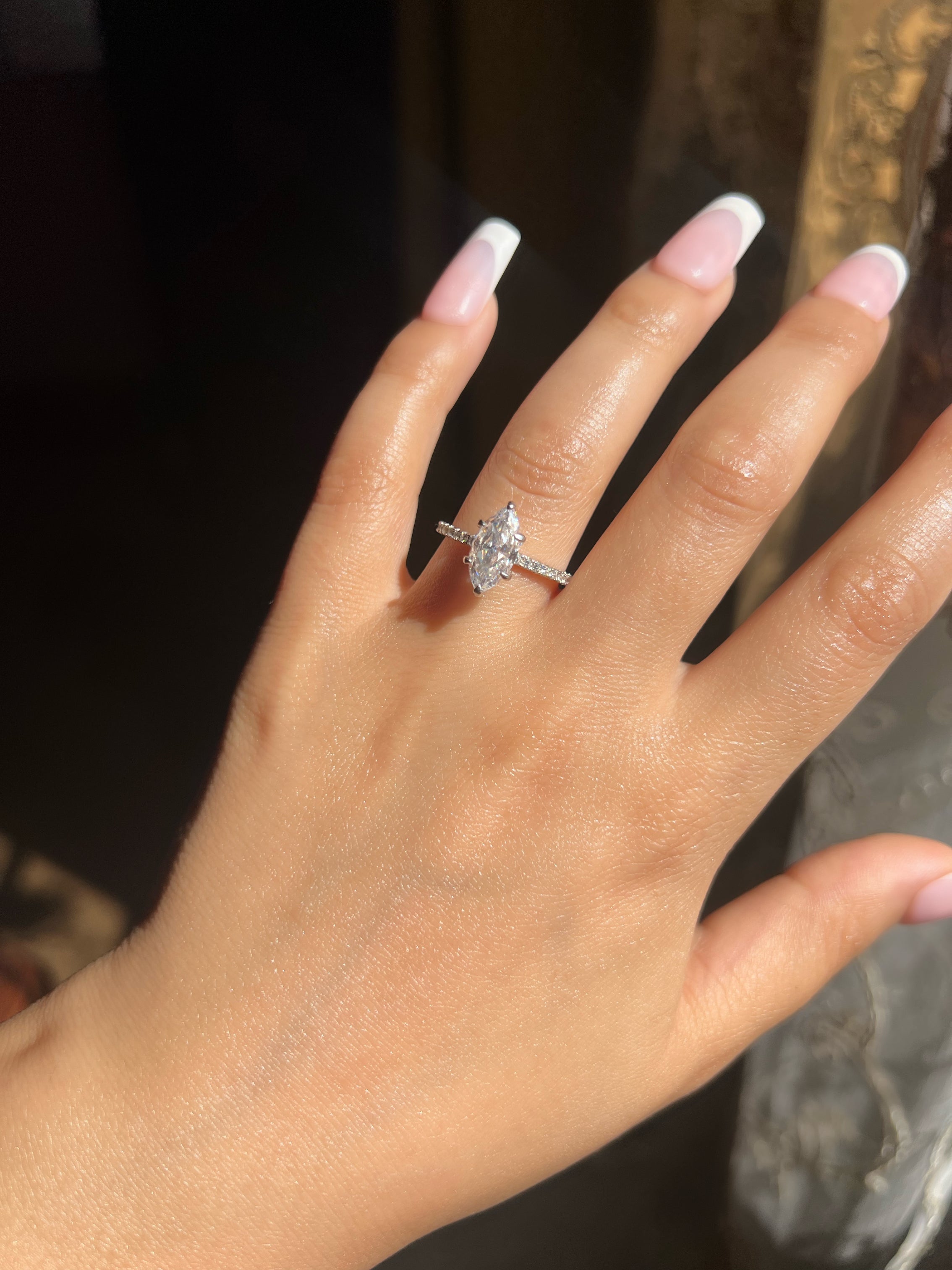 Farah Marquise Cut Sterling Silver Ring- Silver (Pre-Order)