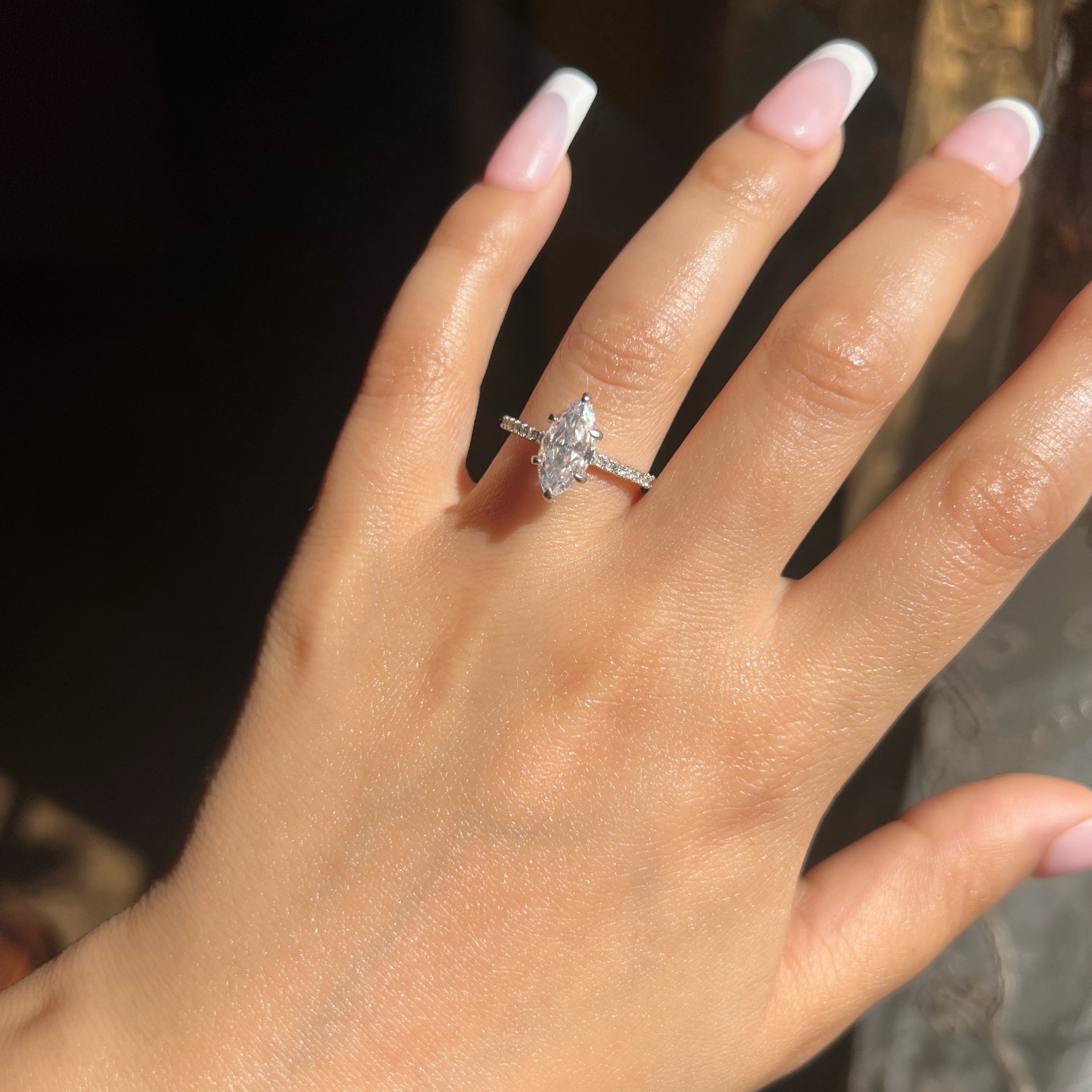 Farah Marquise Cut Sterling Silver Ring- Silver (Pre-Order)